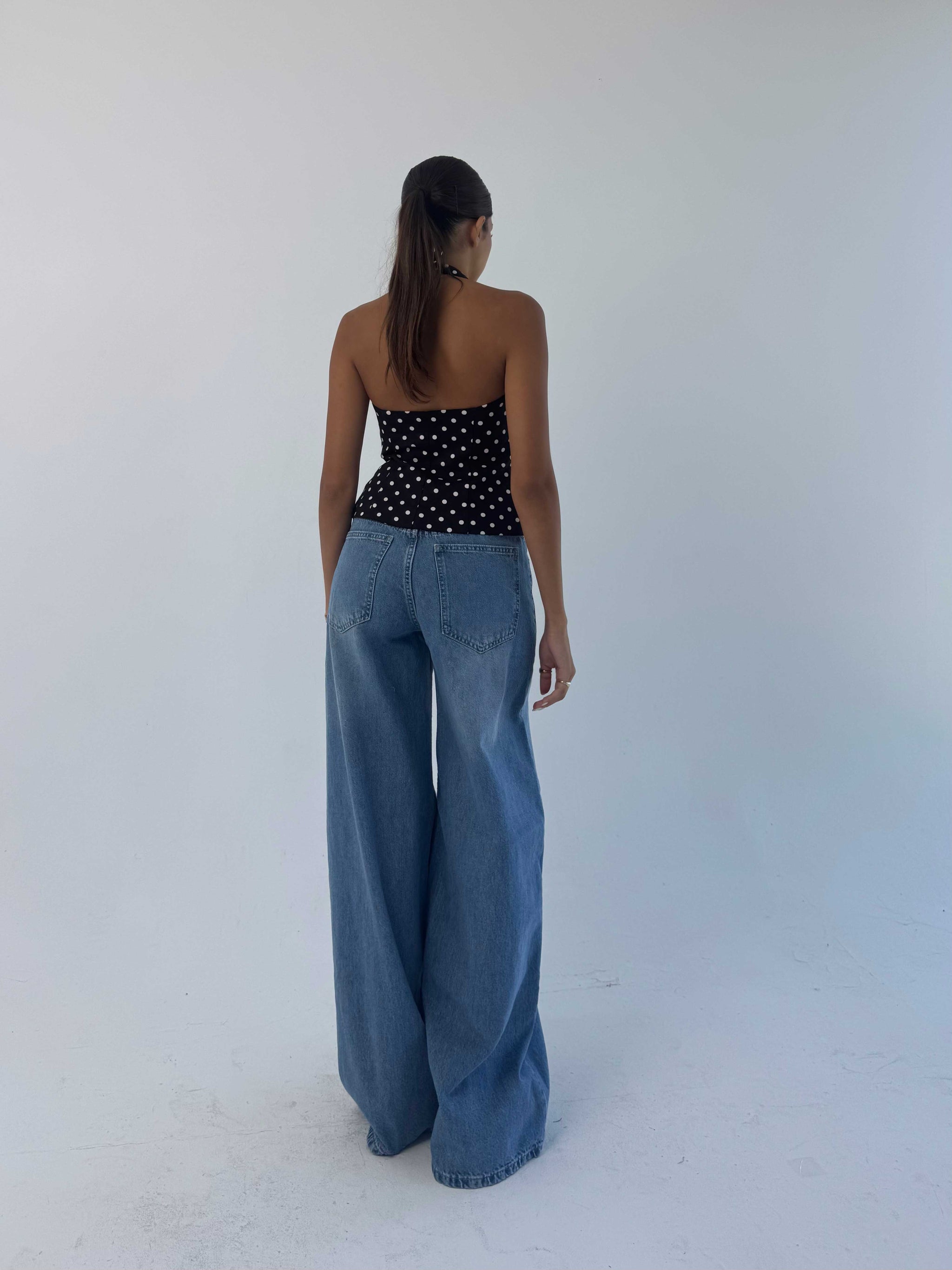 Loose baggy Mid Rise Light Wash blue jeans