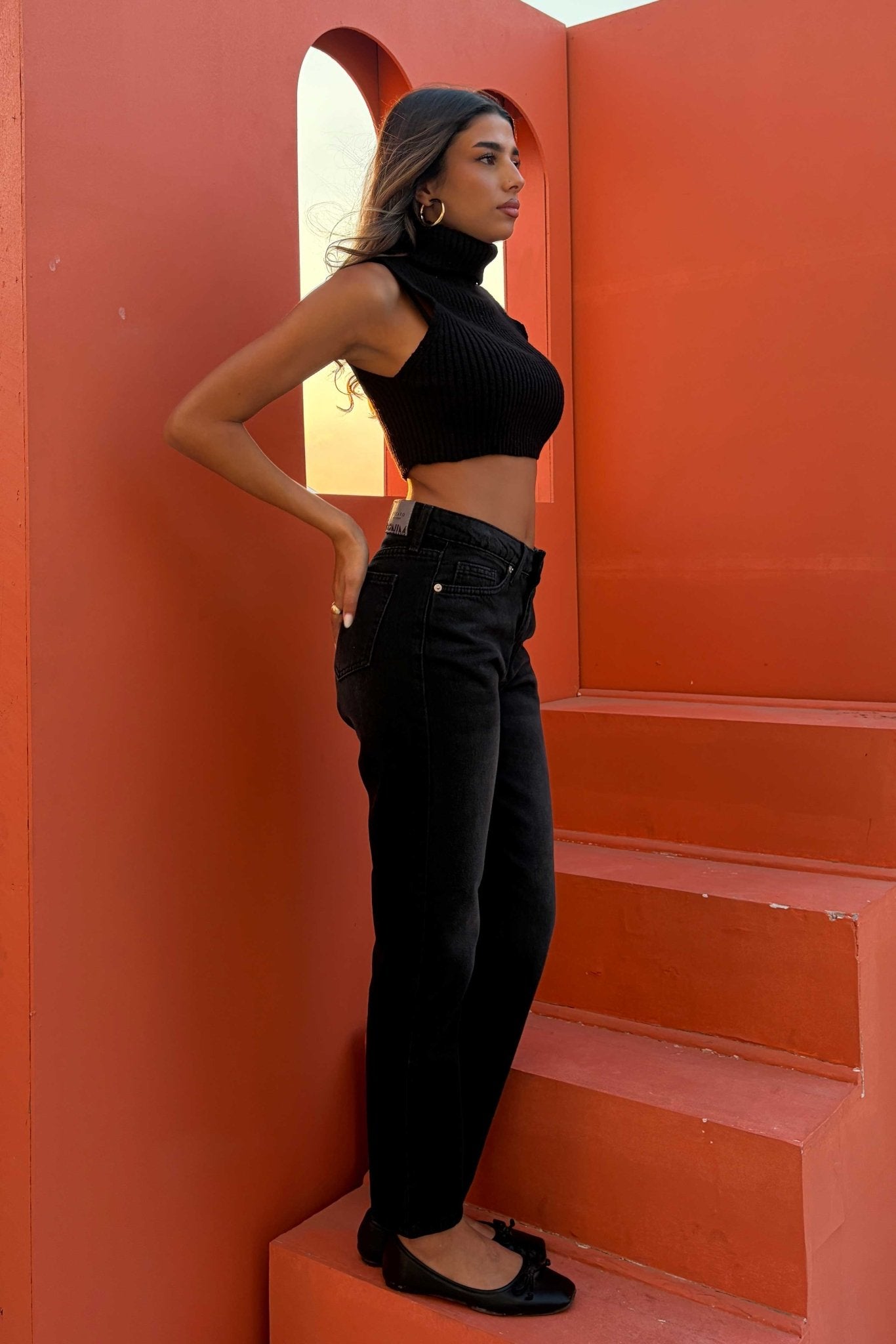 Mom Fit – Mid Rise Washed Black Jeans Mom-Fit CIZARO - Cizaro Jeans