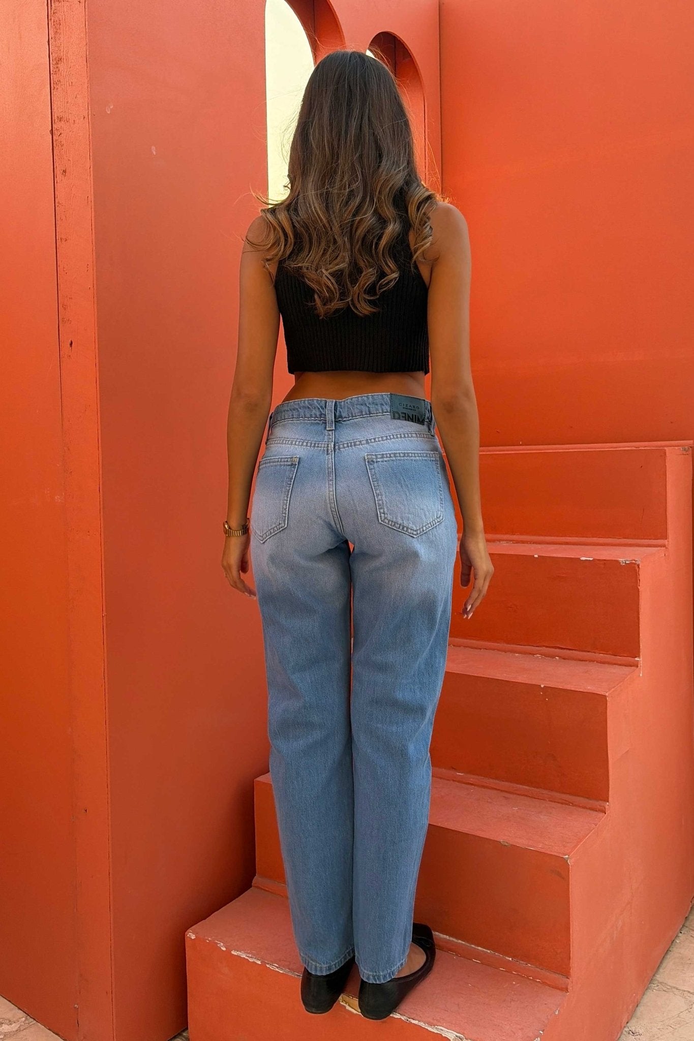 Mom Fit – Mid Rise Powder Blue Jeans Mom-Fit CIZARO - Cizaro Jeans