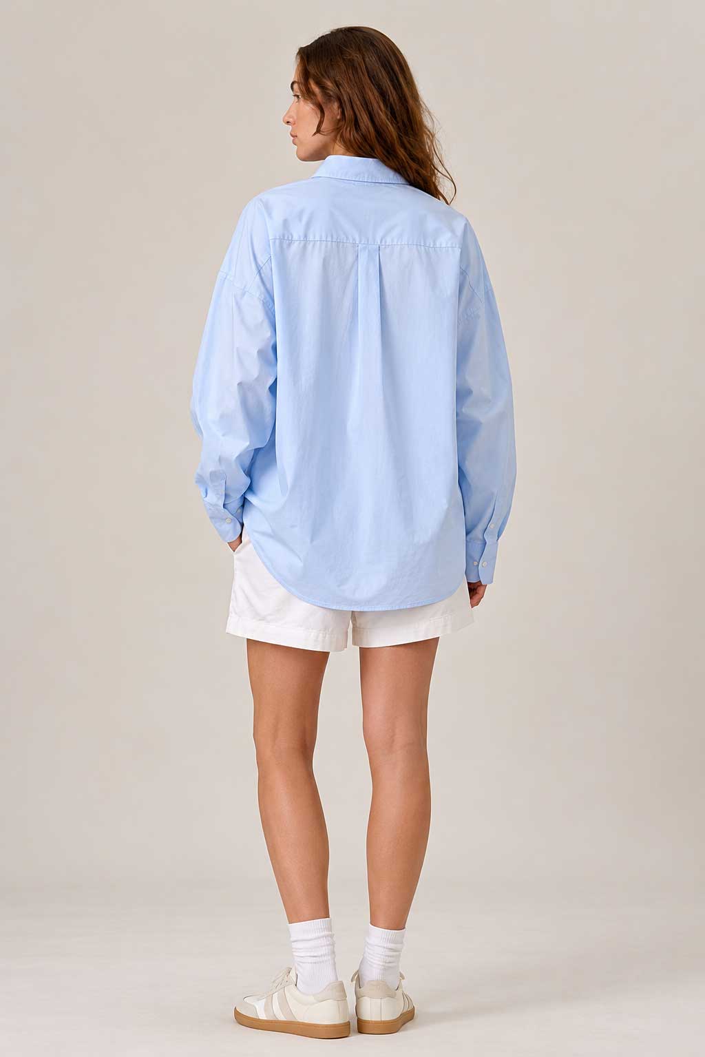 Oversized Poplin Shirt – Pastel Blue poplin shirt CIZARO - Cizaro Jeans