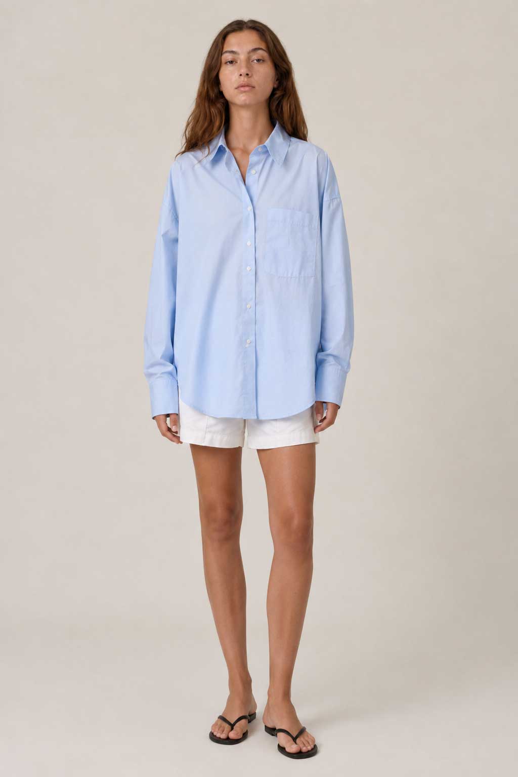 Oversized Poplin Shirt – Pastel Blue poplin shirt CIZARO - Cizaro Jeans