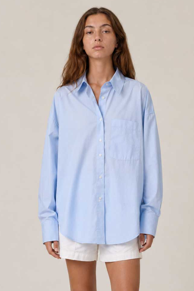 Oversized Poplin Shirt – Pastel Blue poplin shirt CIZARO - Cizaro Jeans