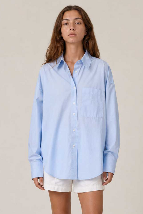 Oversized Poplin Shirt – Pastel Blue poplin shirt CIZARO - Cizaro Jeans