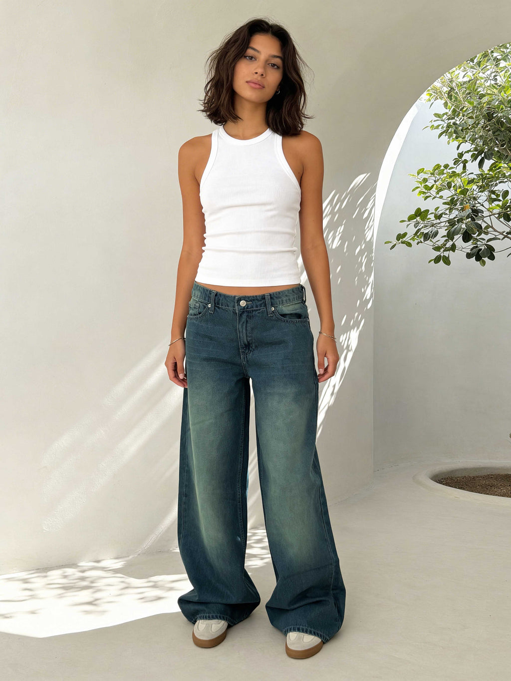 Super Baggy – Mid-Rise Vintage Blue Green Jeans Super Baggy CIZARO - Cizaro Jeans