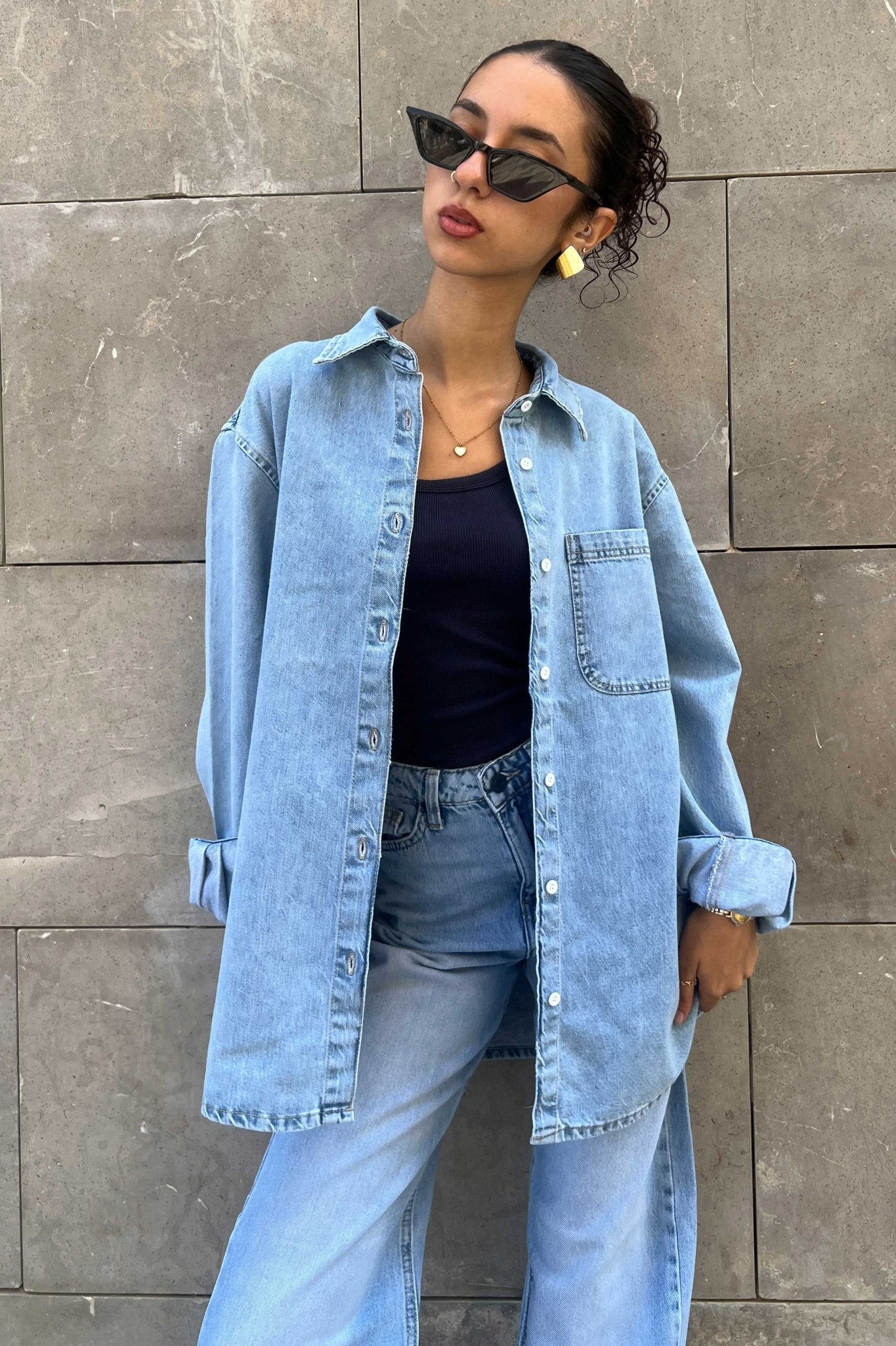 Oversized - Denim Blue Mirage Shirt Denim Shirt CIZNEW - Cizaro Jeans