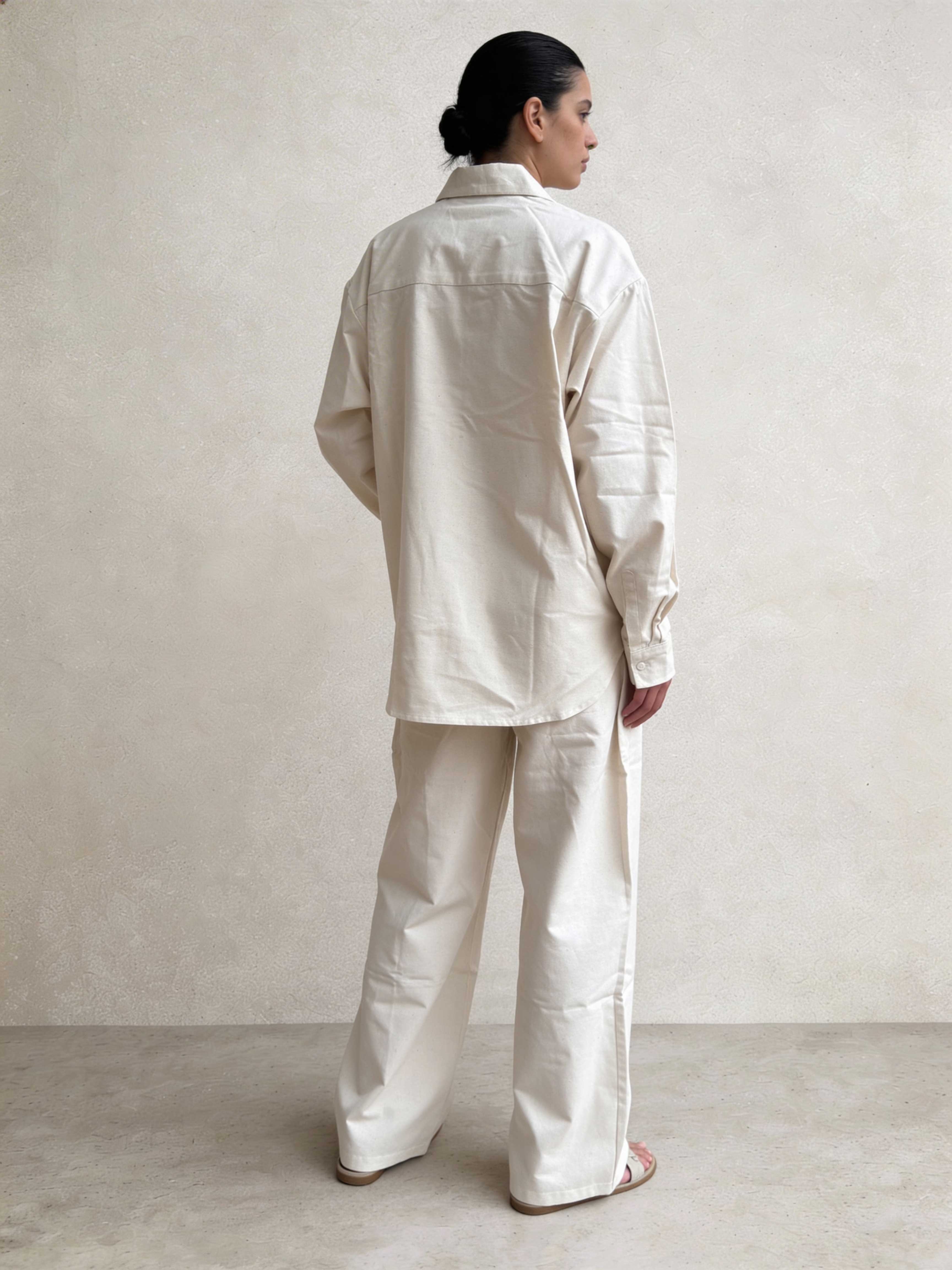 Shirt – Ecru Oversized Linen Effect Shirt Shirts - Tops CIZARO - Cizaro Jeans