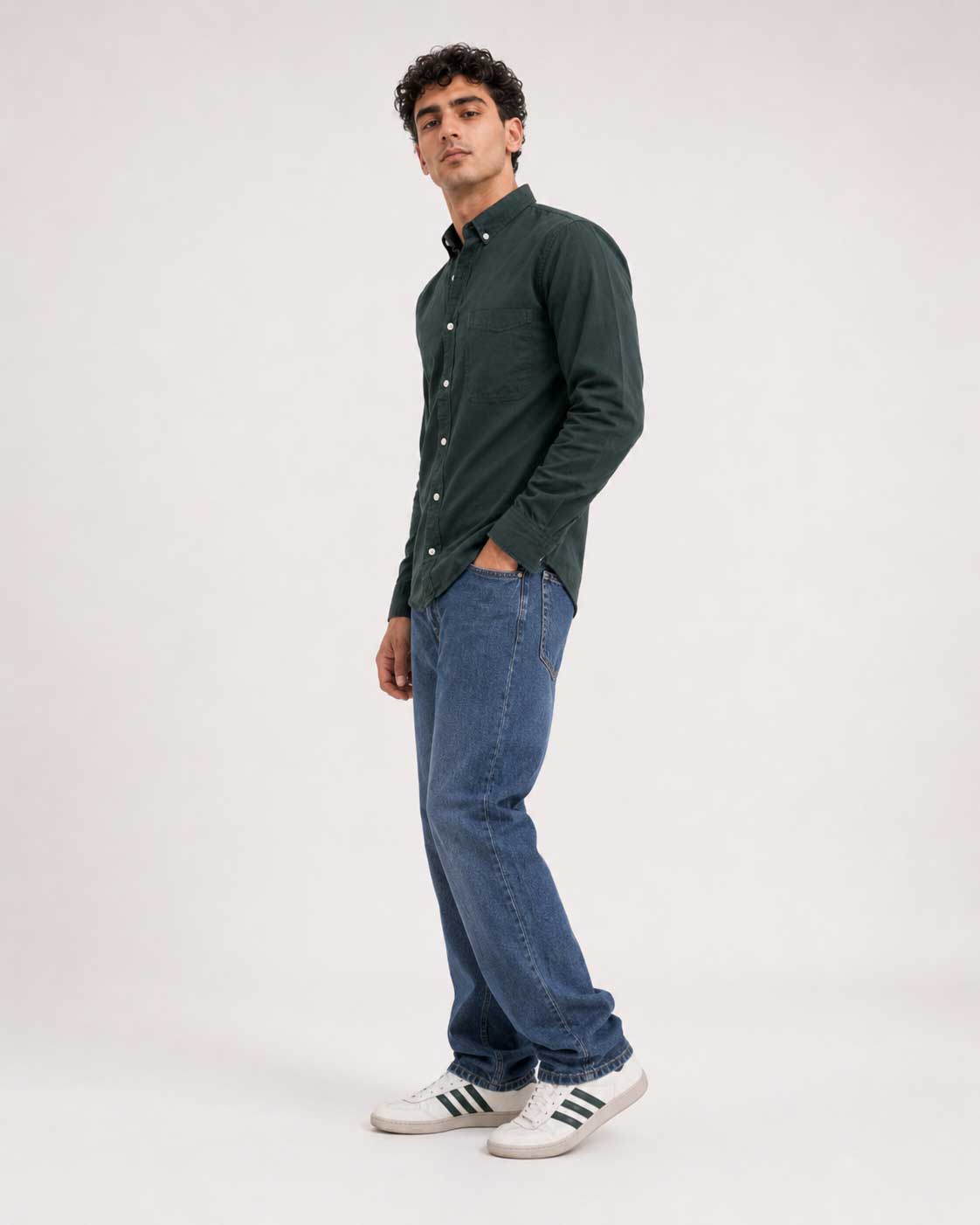 Regular Fit Denim Shirt – Midnight Green Shirt CIZARO - Cizaro Jeans