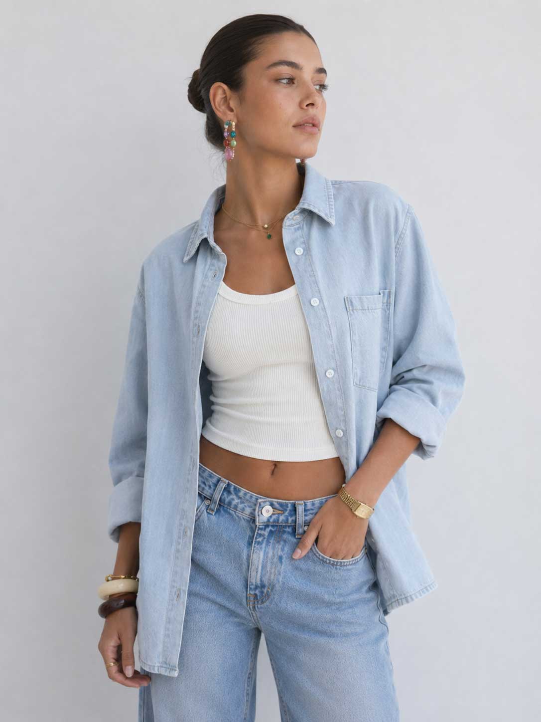 Denim Shirt Light blue jeans Shirt CIZARO - Cizaro Jeans