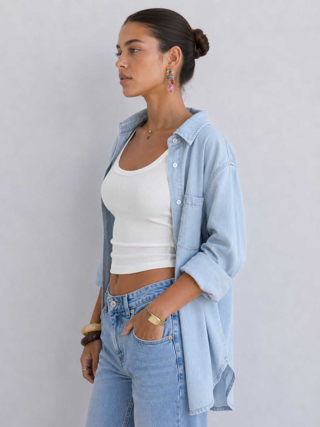 Denim Shirt Light blue jeans Shirt CIZARO - Cizaro Jeans