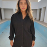 Black Oversized Shirt – Linen Effect