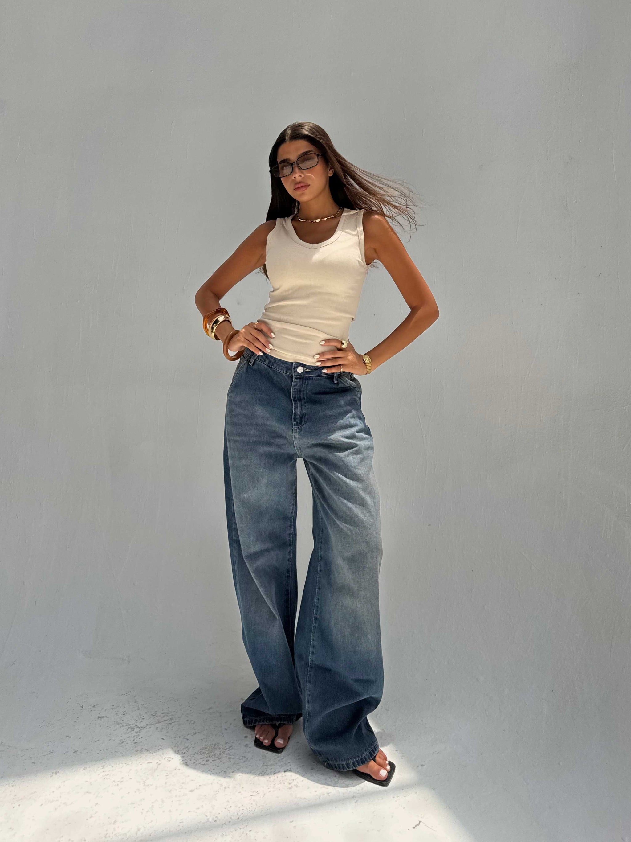 Skater High Waist – Vintage Blue Jeans Skater CIZARO - Cizaro Jeans
