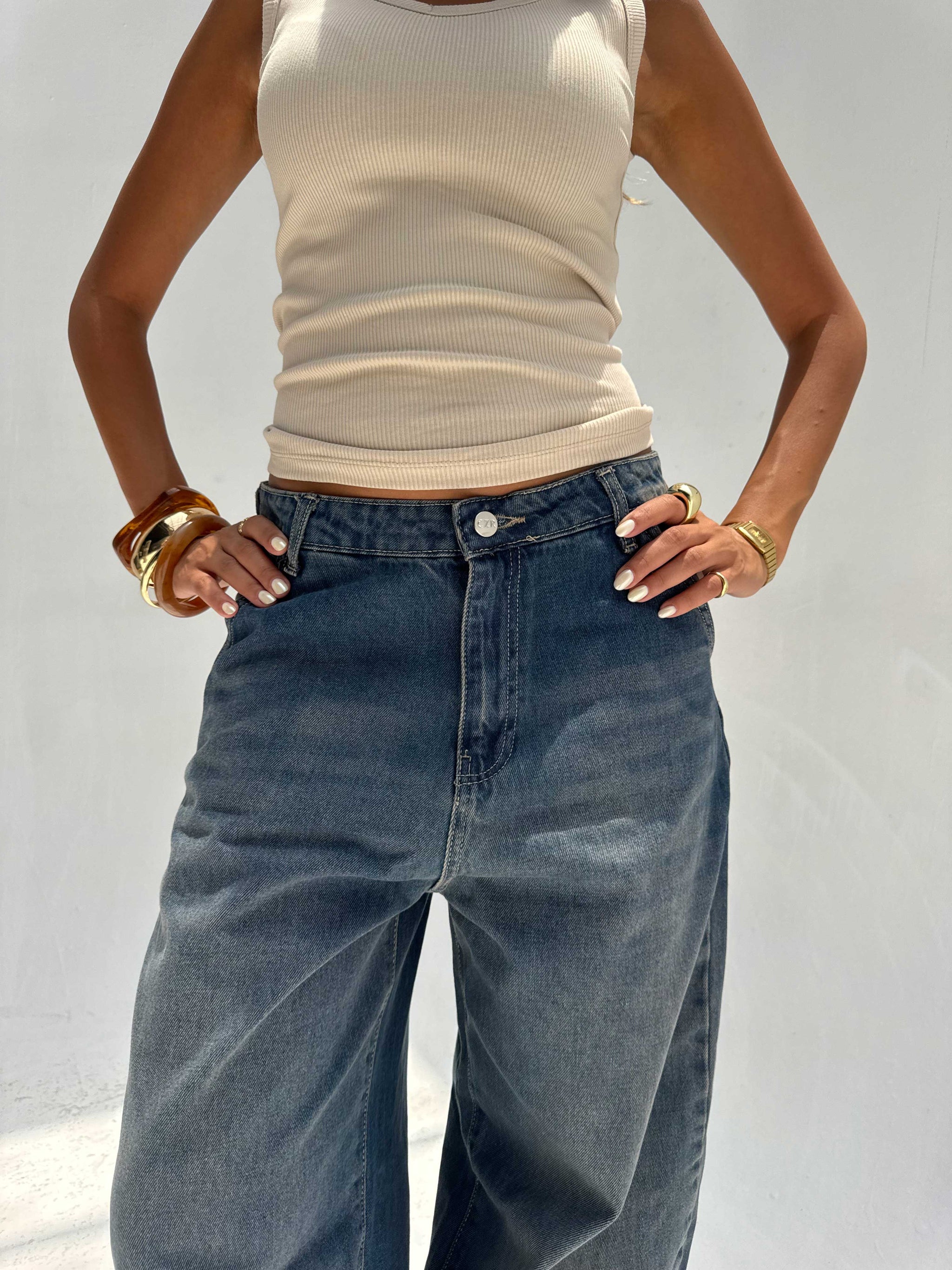 Skater High Waist – Vintage Blue Jeans Skater CIZARO - Cizaro Jeans