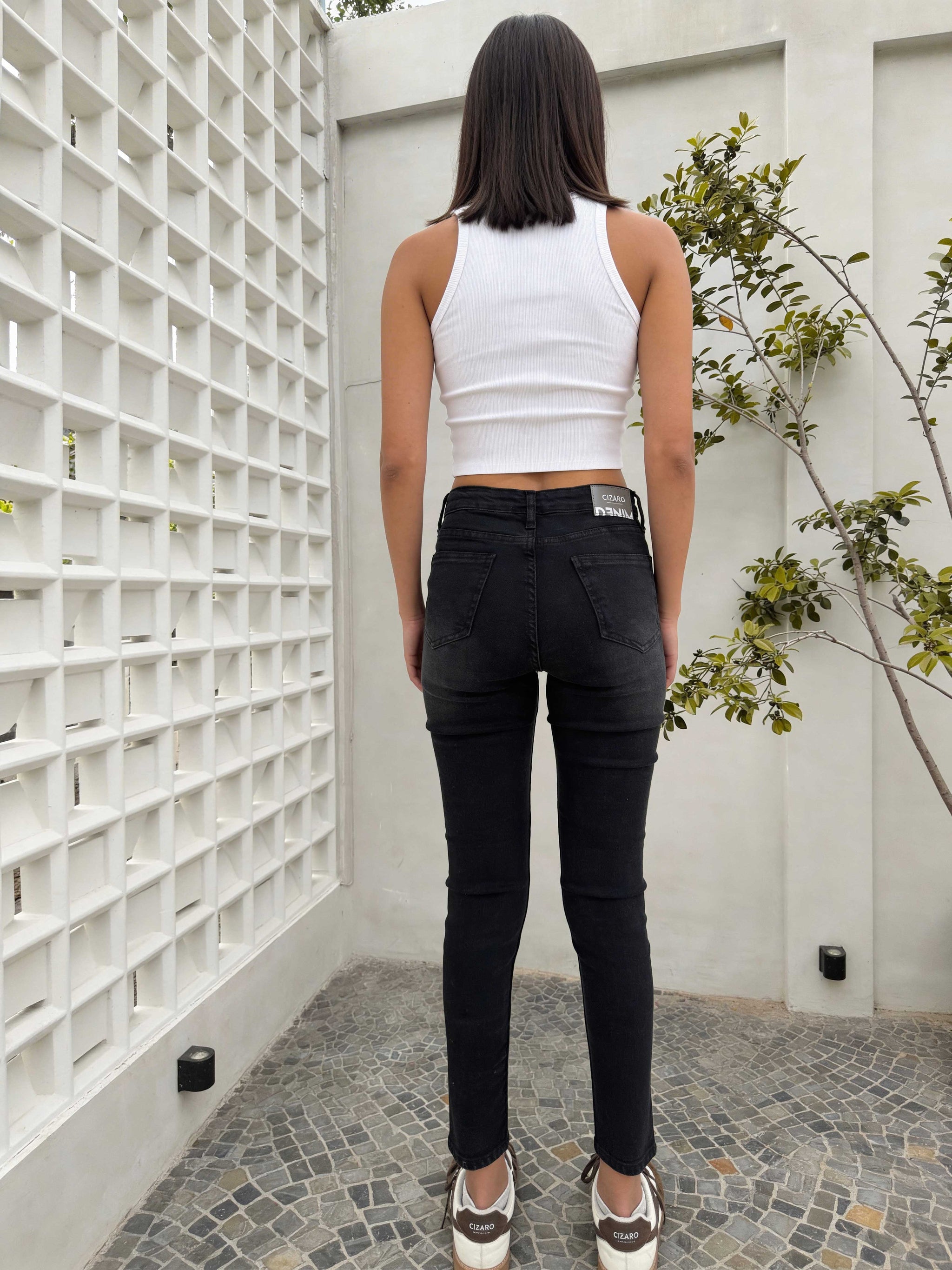 Skinny – High-Waist Washed Black Jeans Skinny CIZARO - Cizaro Jeans