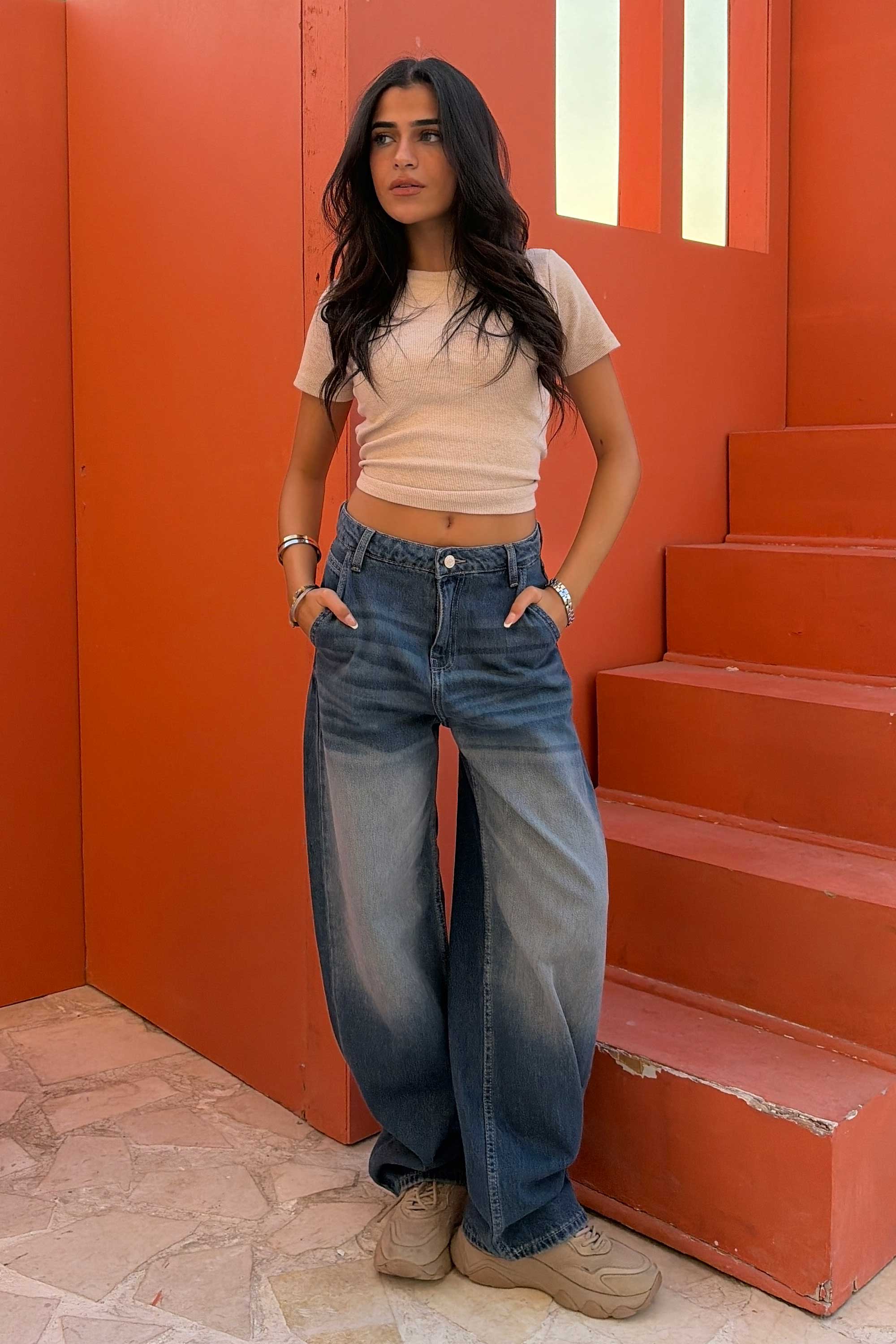 Skater – Mid Rise Faded Vintage Blue Jeans Skater CIZARO - Cizaro Jeans