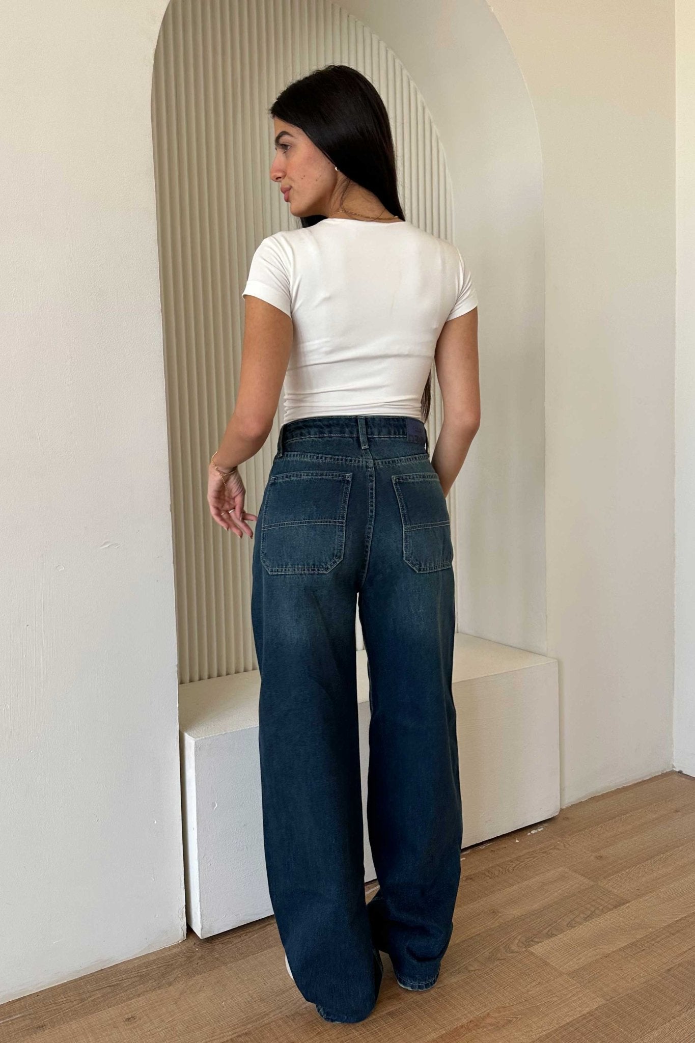 Skater – Mid Rise Deep Vintage Green Jeans Skater CIZARO - Cizaro Jeans