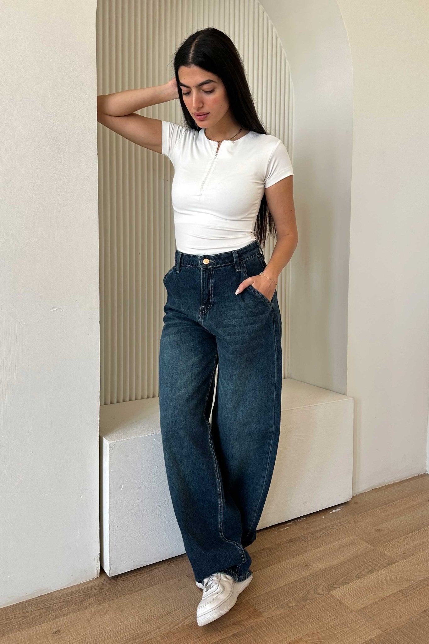 Skater – Mid Rise Deep Vintage Green Jeans Skater CIZARO - Cizaro Jeans