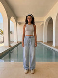 High waisted Light vintage blue skater jeans skater CIZARO - Cizaro Jeans