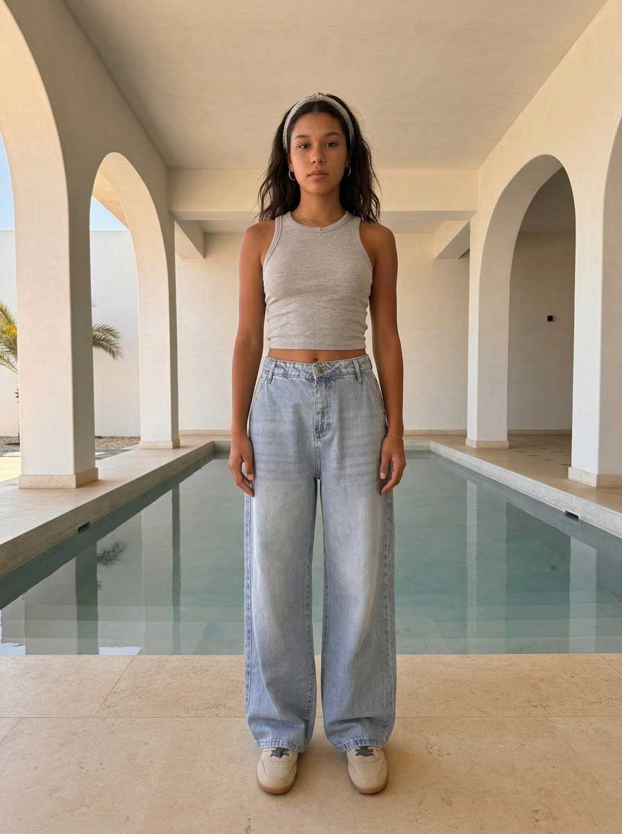 High waisted Light vintage blue skater jeans skater CIZARO - Cizaro Jeans