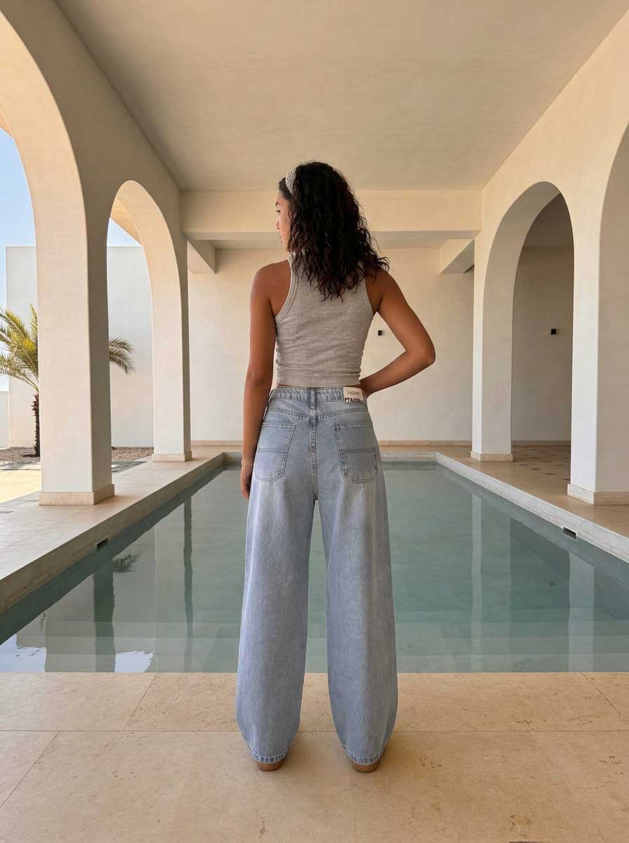 High waisted Light vintage blue skater jeans skater CIZARO - Cizaro Jeans