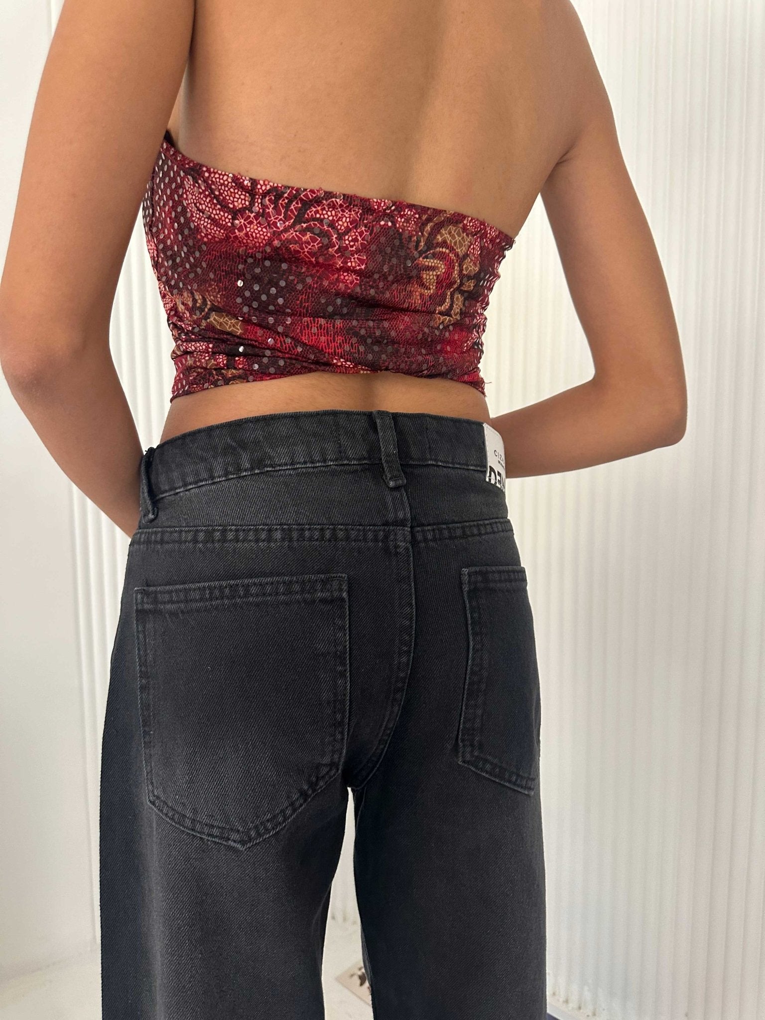 Straight - Mid Rise Washed Black Jeans Straight CIZARO - Cizaro Jeans