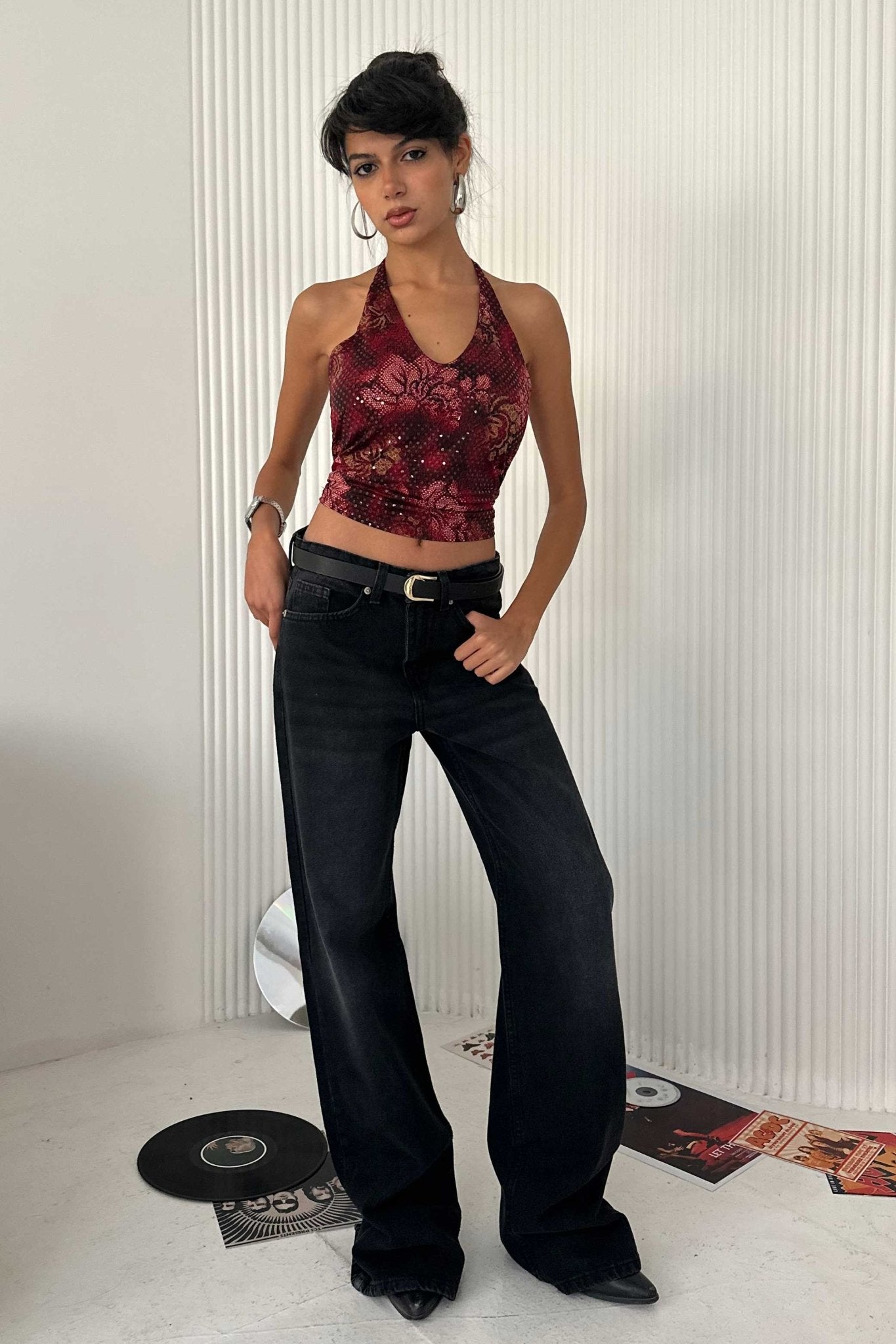 Straight - Mid Rise Washed Black Jeans Straight CIZARO - Cizaro Jeans