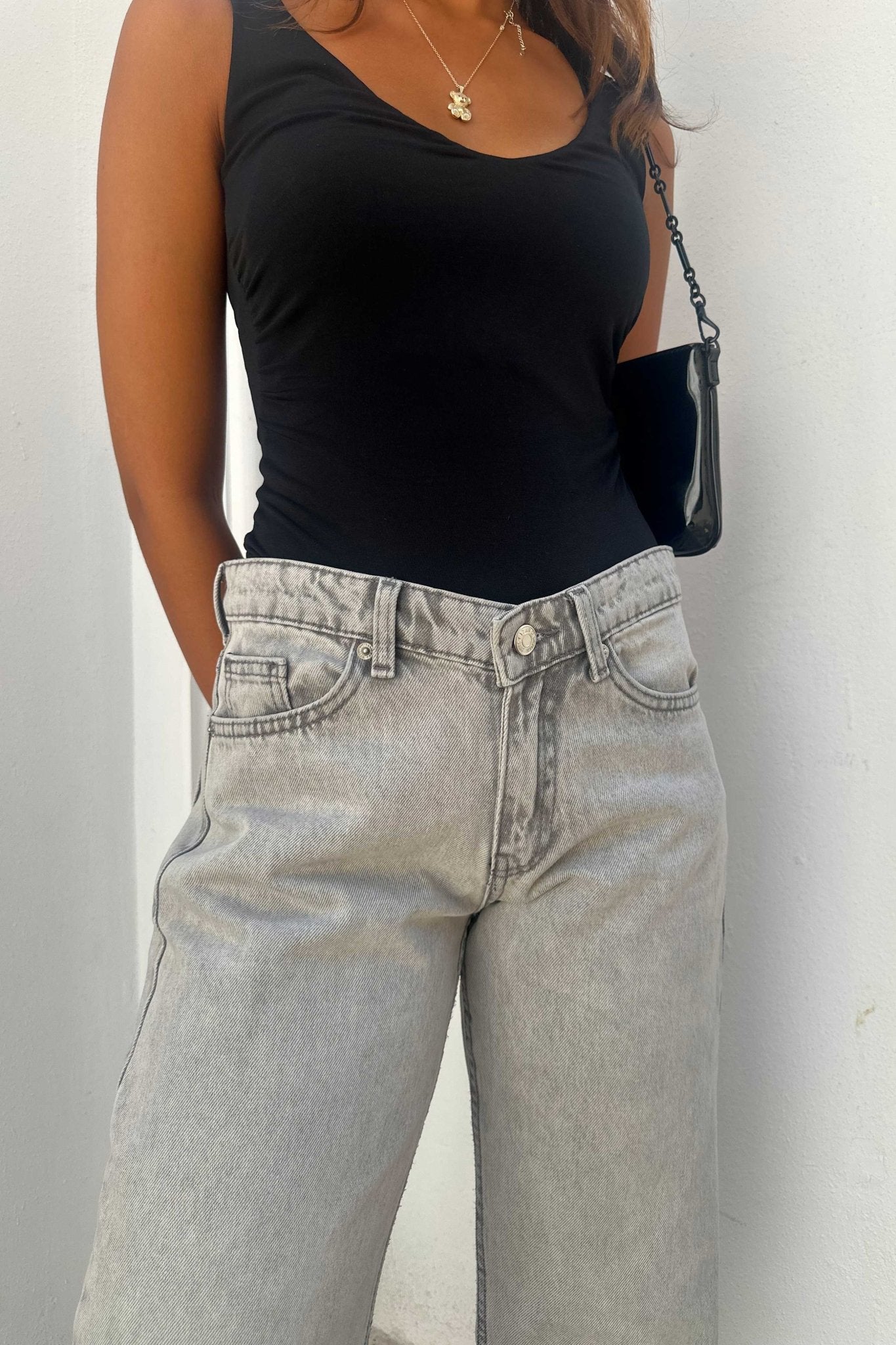 Straight – Low Waist Light Grey Jeans Straight CIZARO - Cizaro Jeans