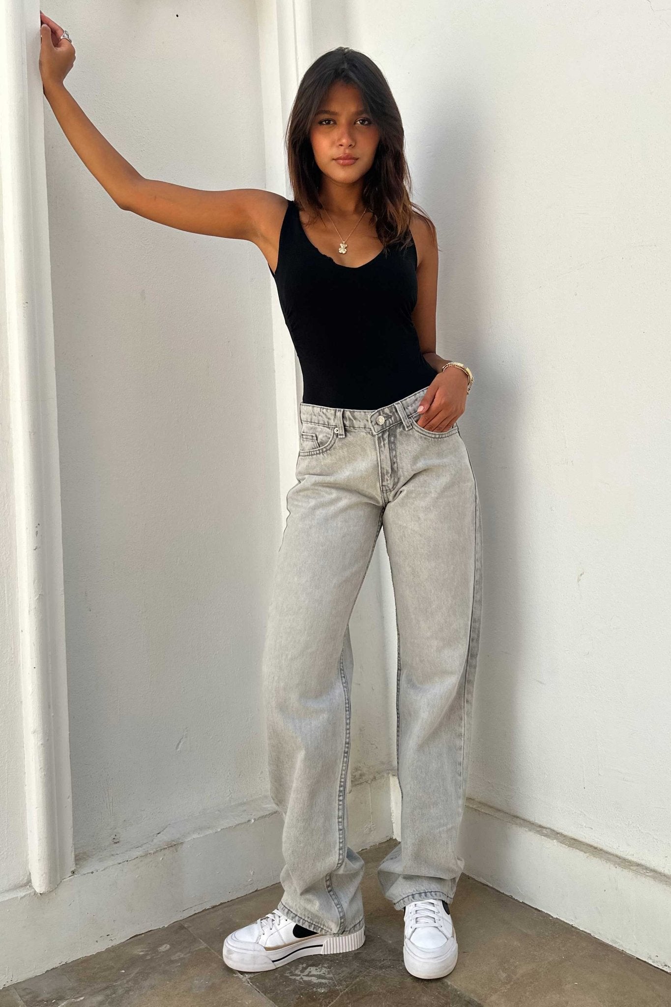 Straight – Low Waist Light Grey Jeans Straight CIZARO - Cizaro Jeans