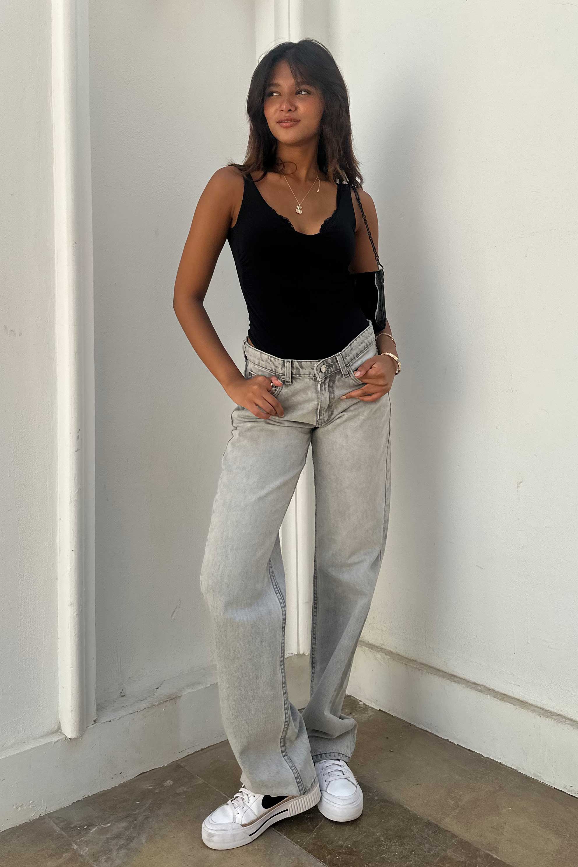 Straight – Low Waist Light Grey Jeans Straight CIZARO - Cizaro Jeans