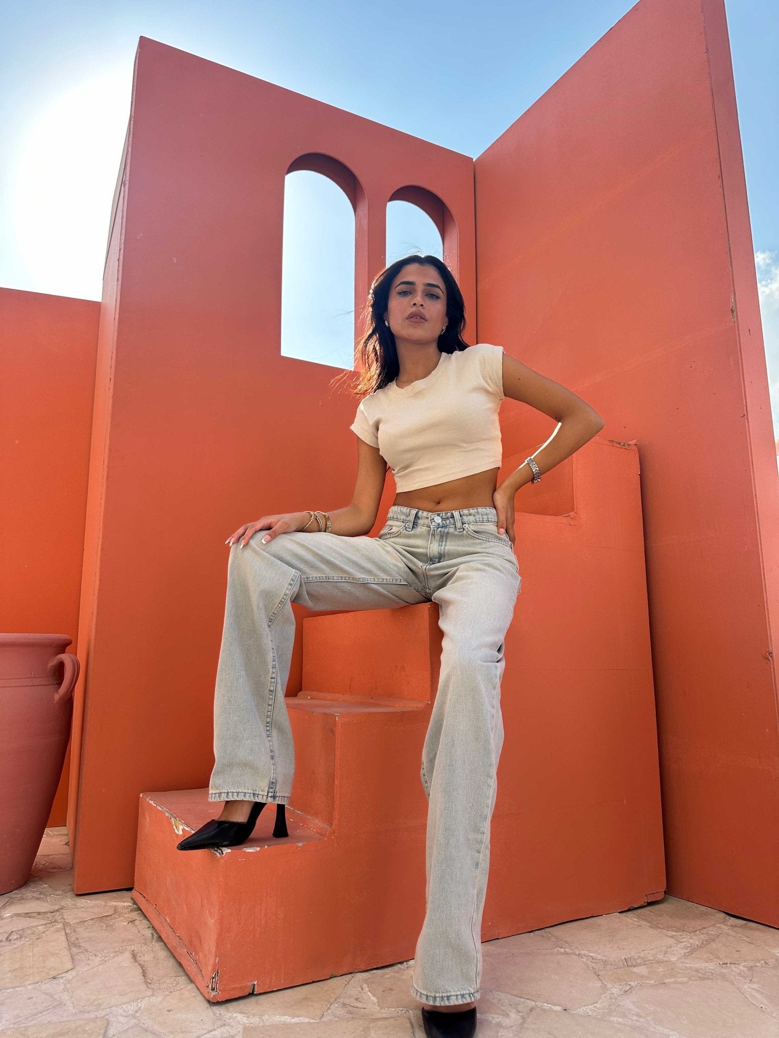 Straight – Low Waist Vintage Sand Blue Jeans Straight CIZARO - Cizaro Jeans