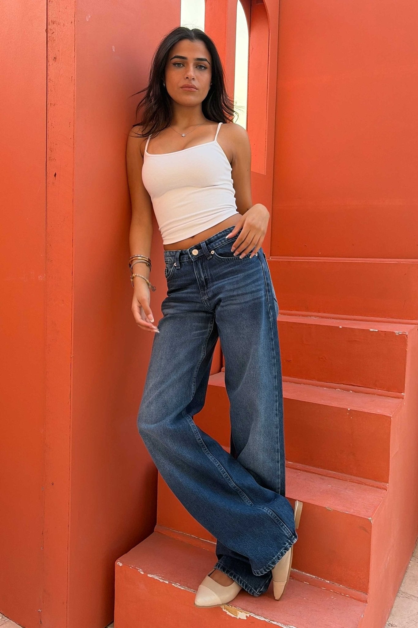 Straight – Mid Rise Ocean Blue Jeans Straight CIZARO - Cizaro Jeans