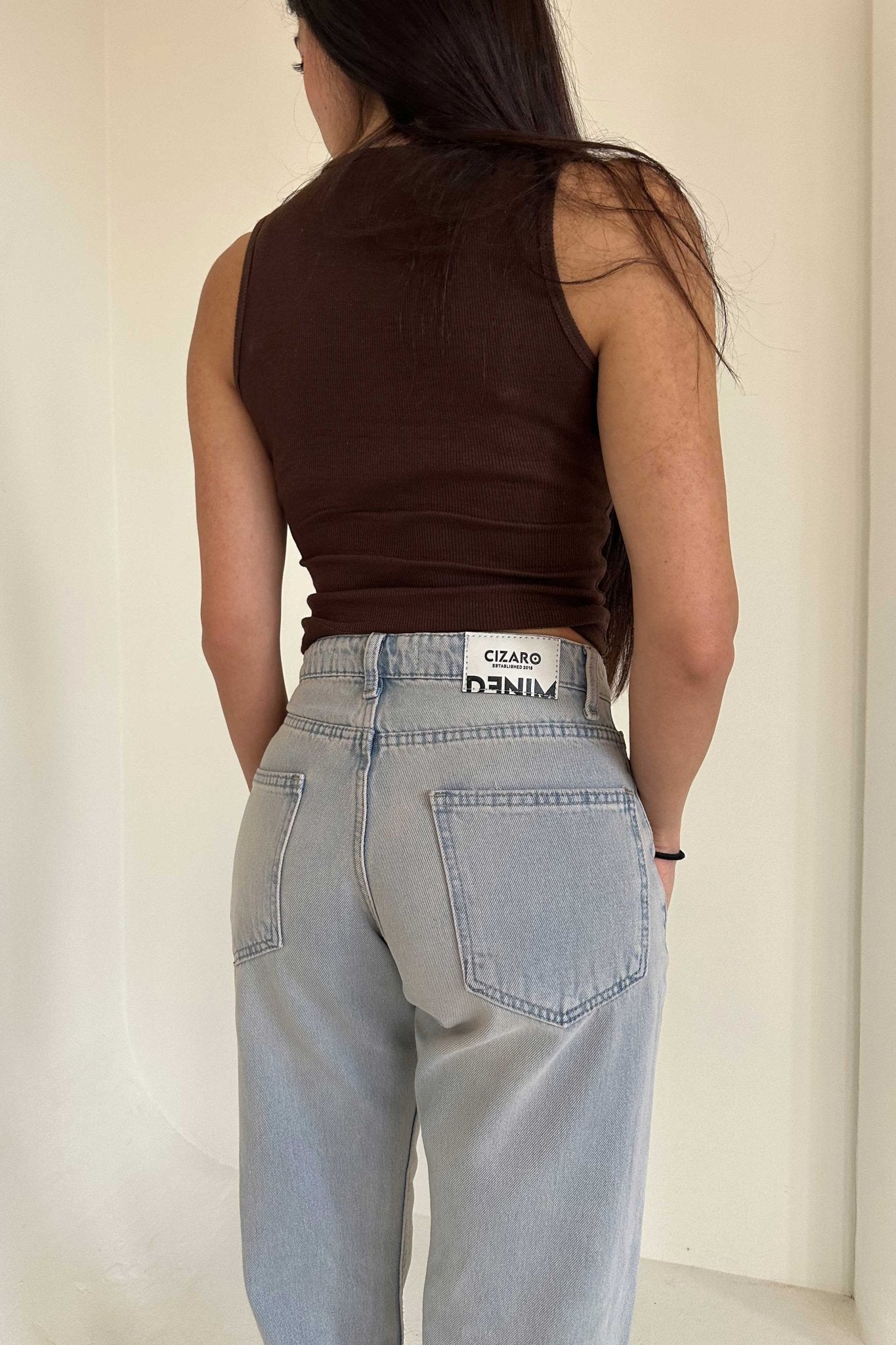 Straight – Mid Rise Light Vintage Blue Jeans Straight CIZARO - Cizaro Jeans