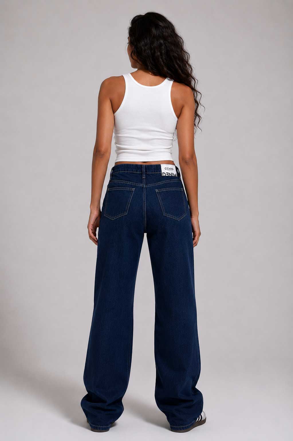 Straight High Waist – Navy Blue Jeans straight CIZARO - Cizaro Jeans