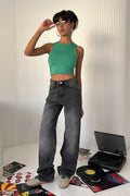 Straight-Leg - Low-Waist Grey Jeans Straight CIZARO - Cizaro Jeans