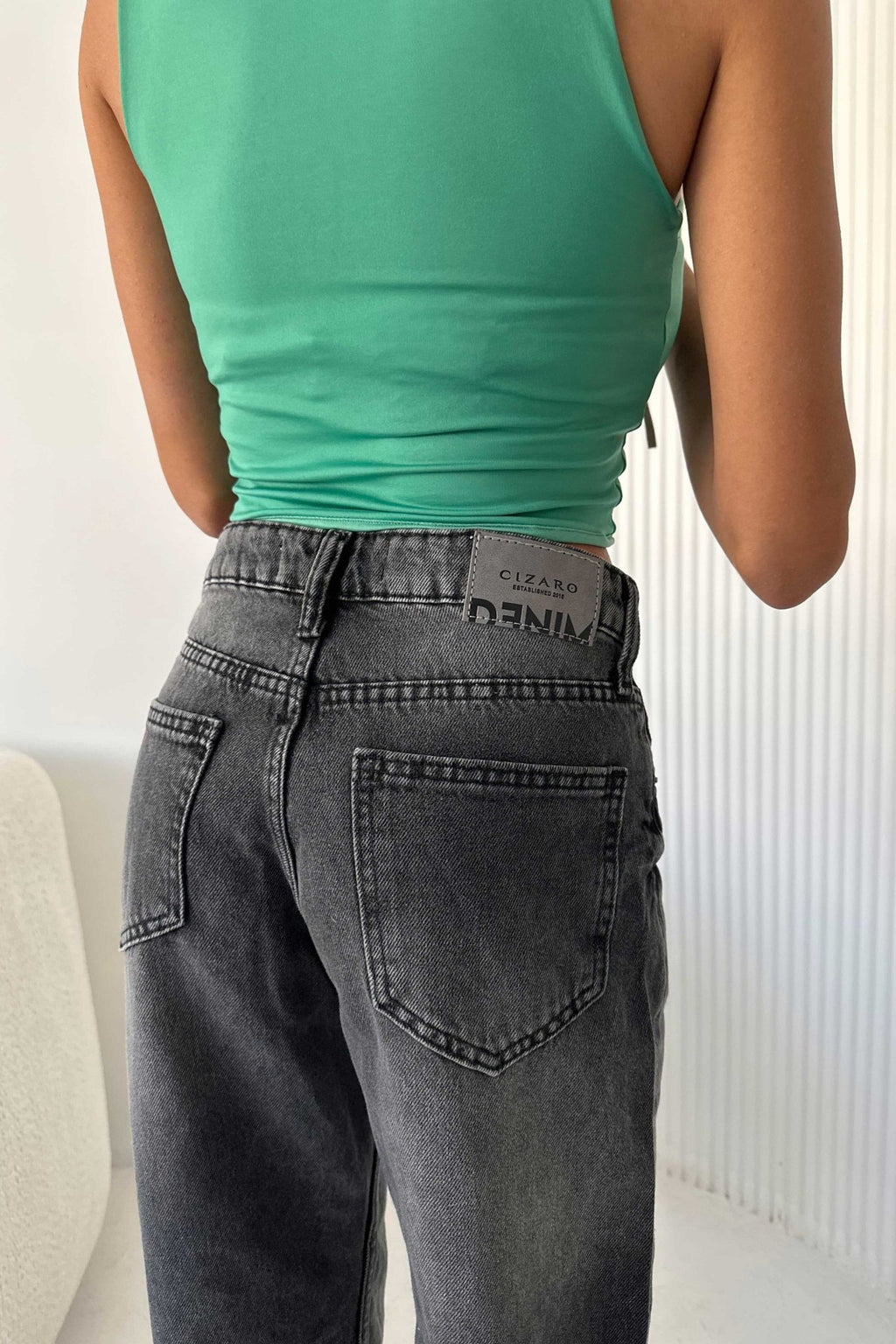 Straight-Leg - Low-Waist Grey Jeans Straight CIZARO - Cizaro Jeans