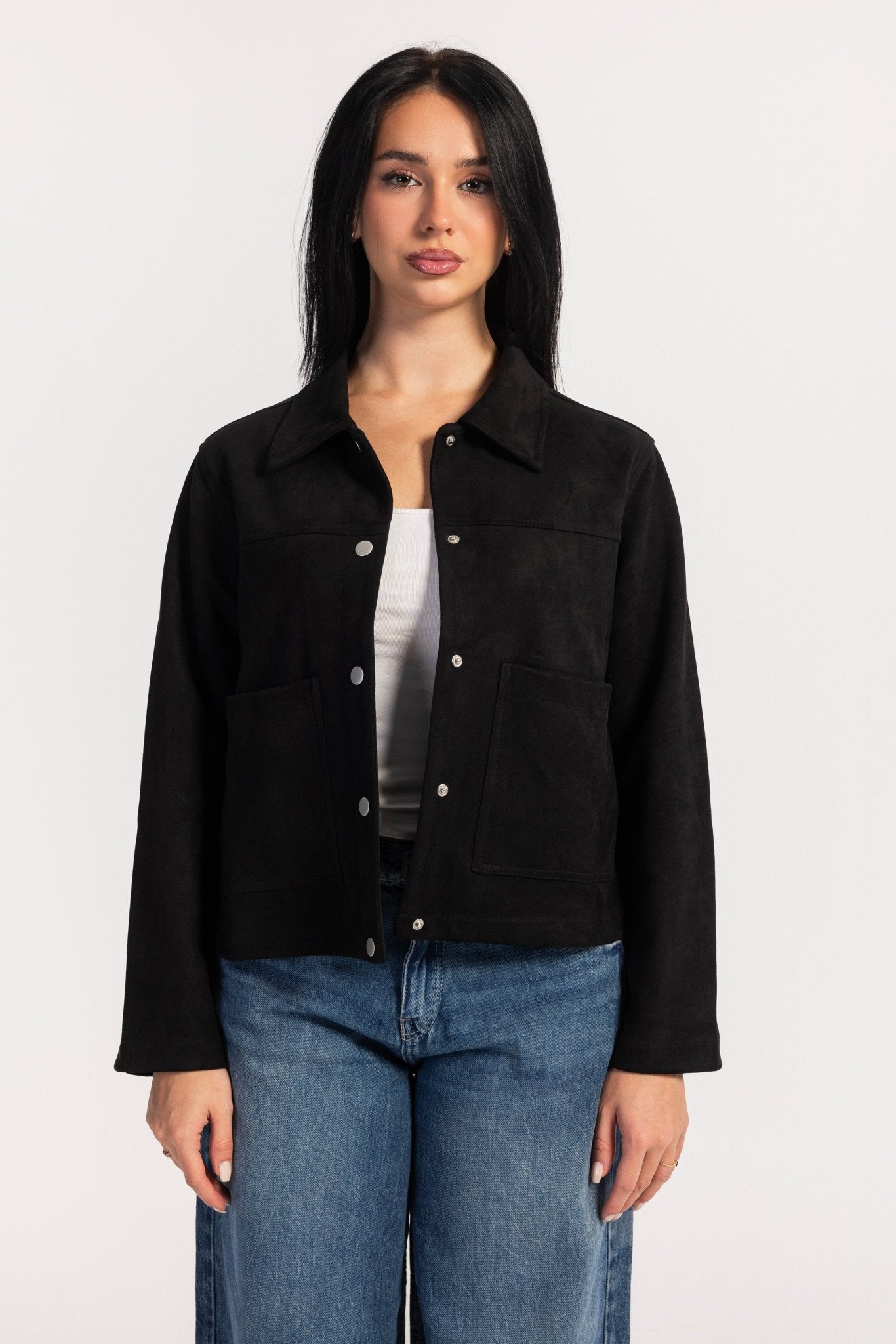 Suede Jacket – Black Jacket CIZARO - Cizaro Jeans