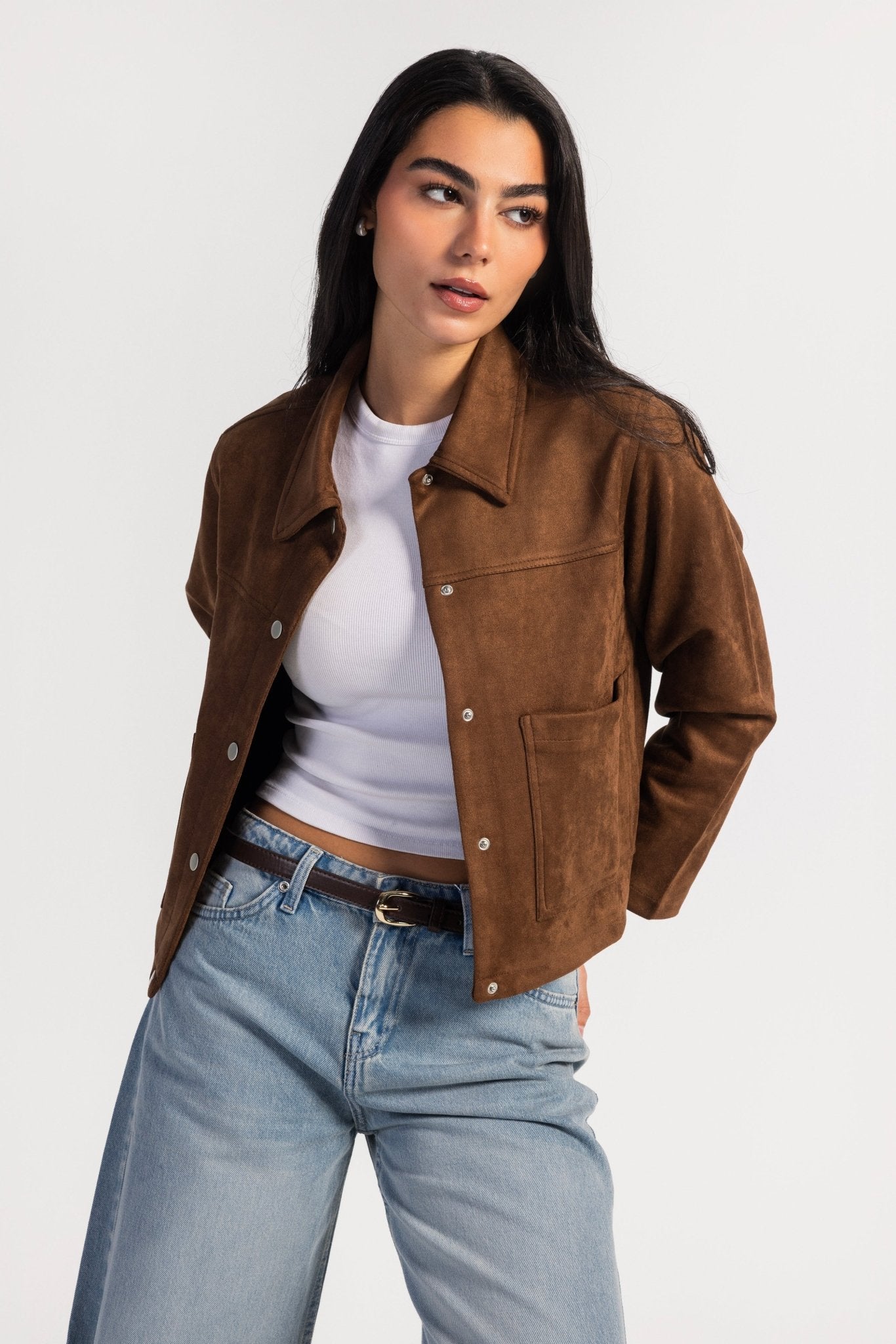 Suede Jacket – Dark Brown Jacket CIZARO - Cizaro Jeans