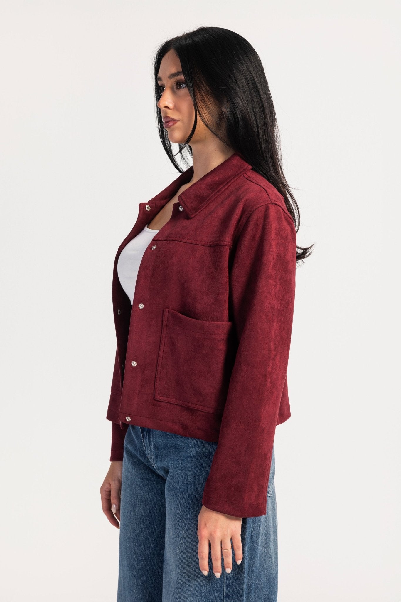 Suede Jacket – Burgundy Jacket CIZARO - Cizaro Jeans