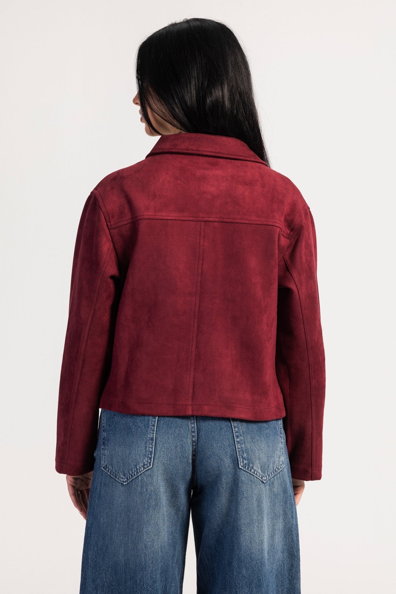 Suede Jacket – Burgundy Jacket CIZARO - Cizaro Jeans