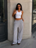 Wide-Leg Sweatpants – Light Grey