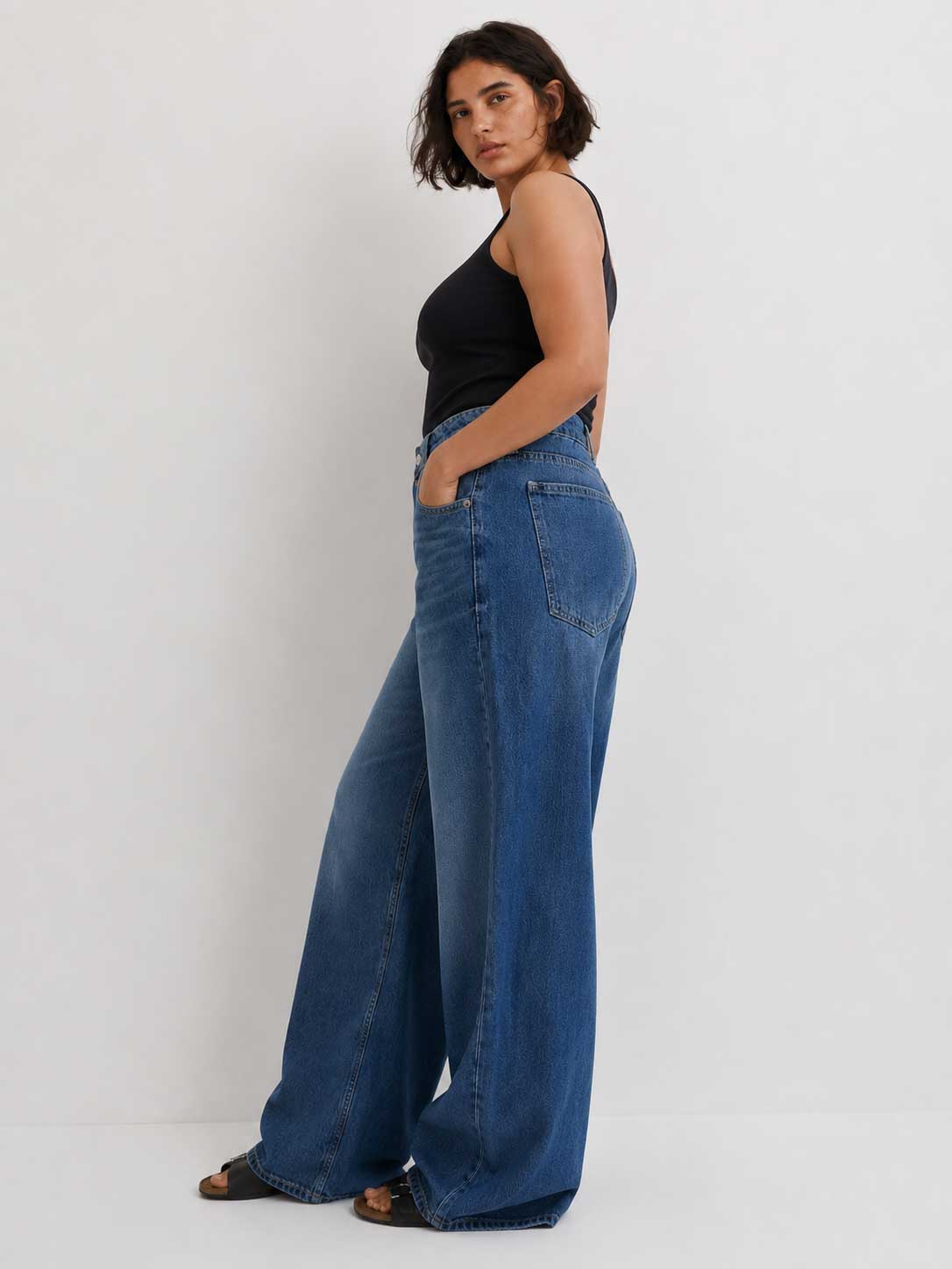 Super Baggy High waist washed Blue jeans