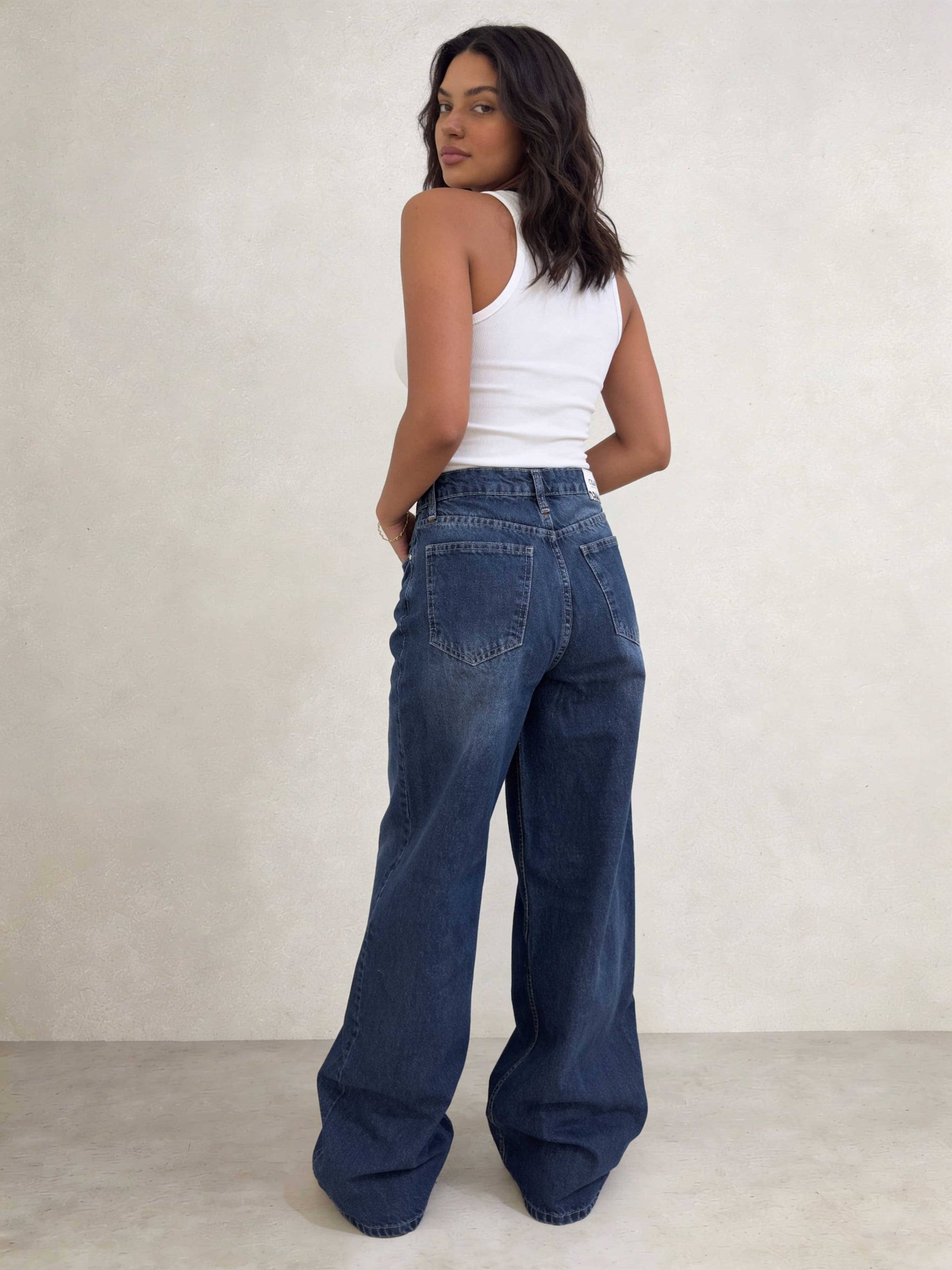 Super Baggy – High-Waist Ocean Depth Blue Jeans Super Baggy CIZARO - Cizaro Jeans