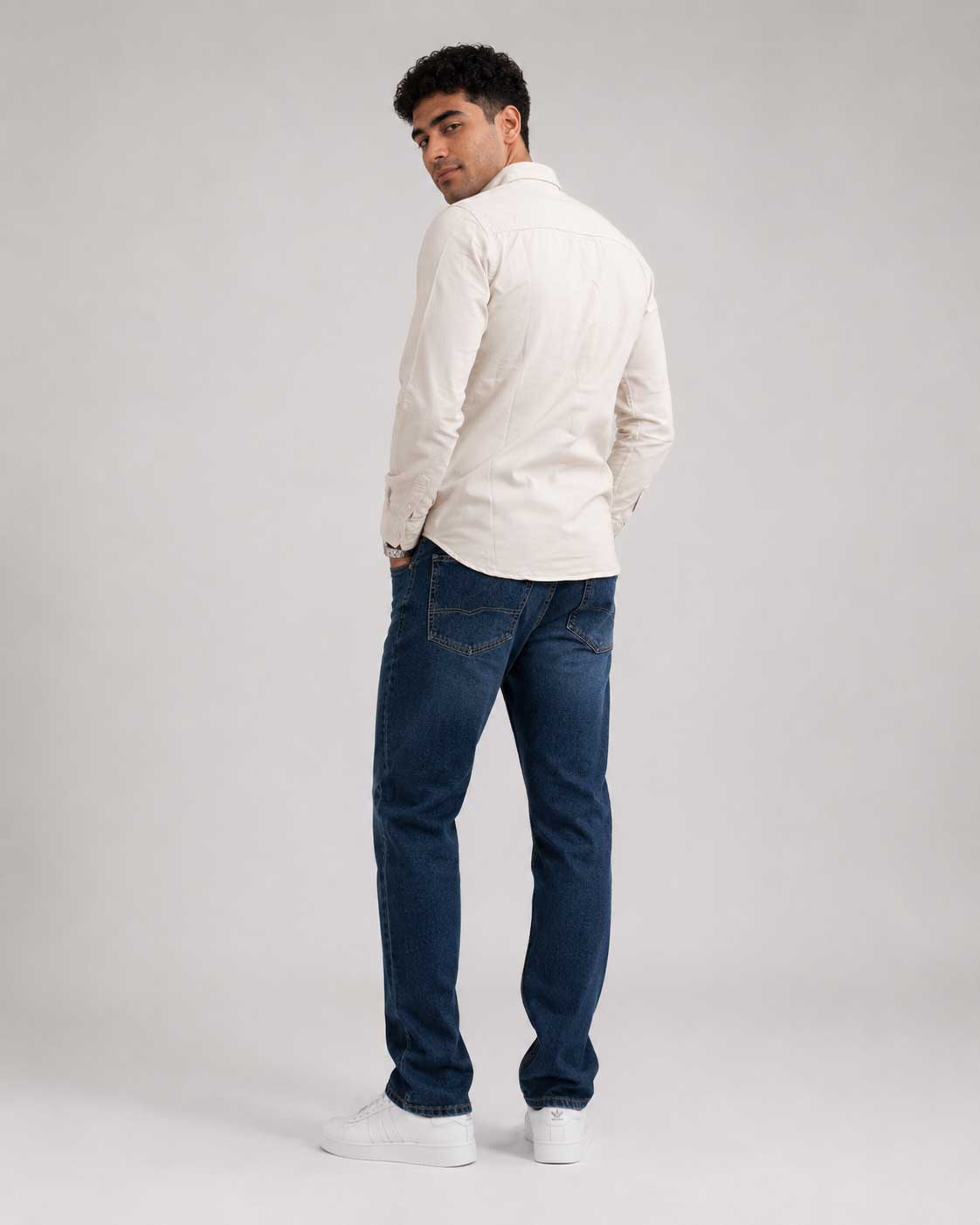 Regular Fit Denim Shirt – Beige Shirt CIZARO - Cizaro Jeans