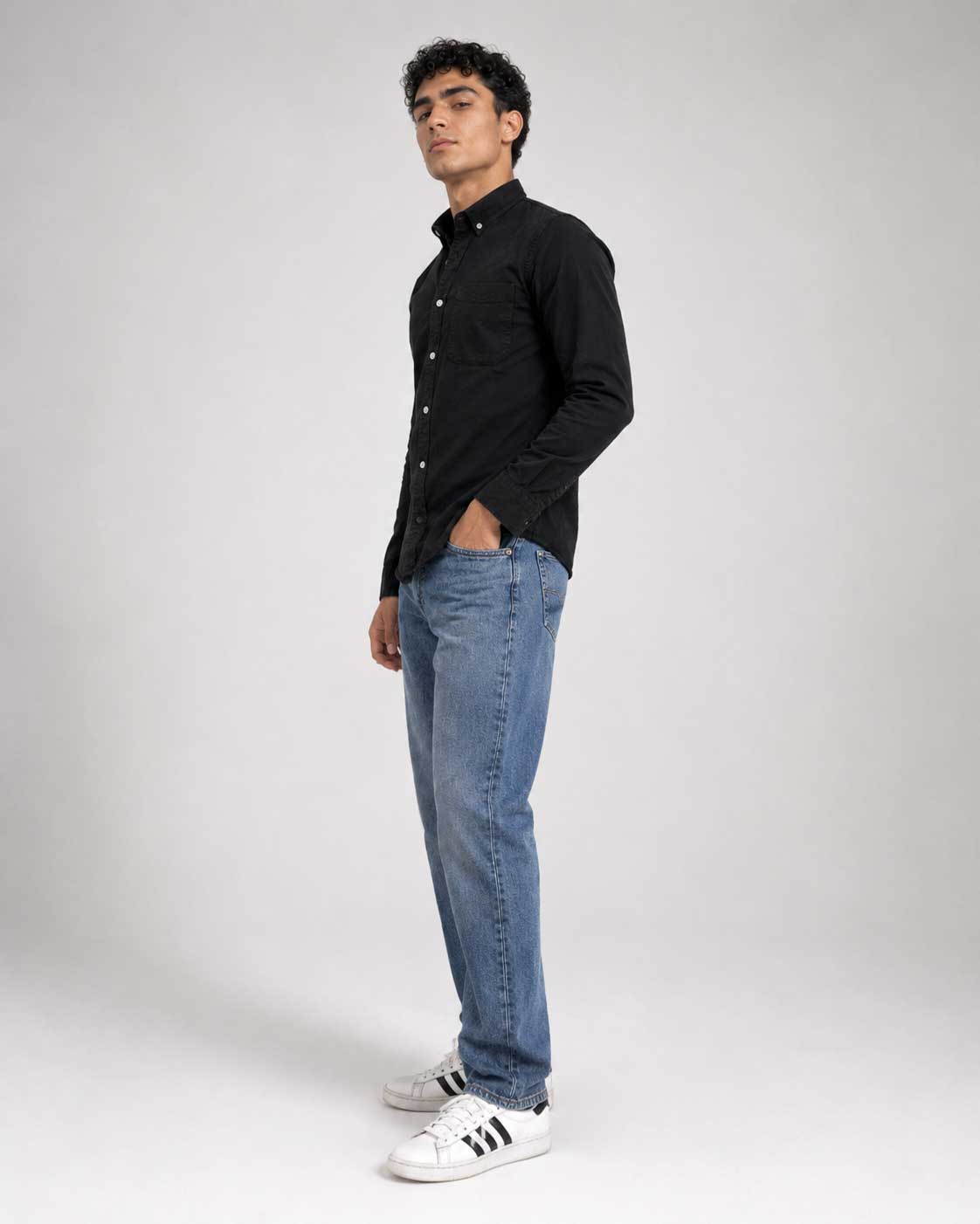 Regular Fit Denim Shirt – Black Shirt CIZARO - Cizaro Jeans