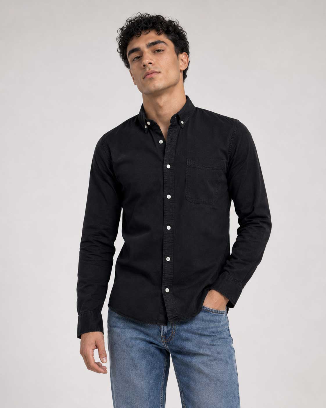 Regular Fit Denim Shirt – Black Shirt CIZARO - Cizaro Jeans