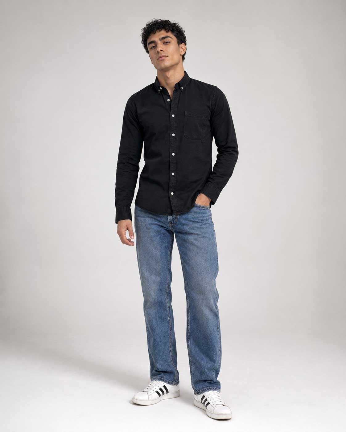 Regular Fit Denim Shirt – Black Shirt CIZARO - Cizaro Jeans