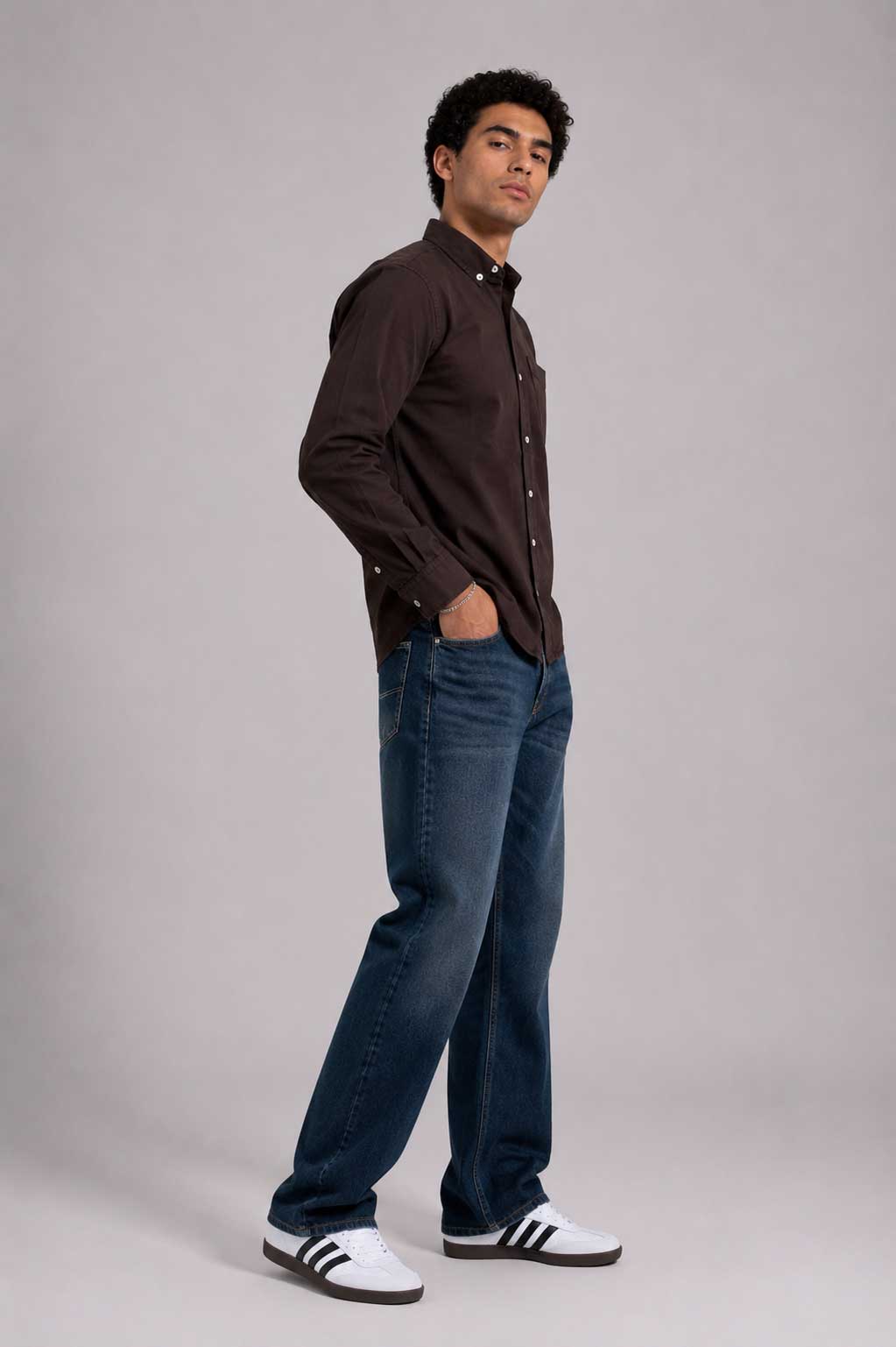 Regular Fit Denim Shirt – Brown Shirt CIZARO - Cizaro Jeans