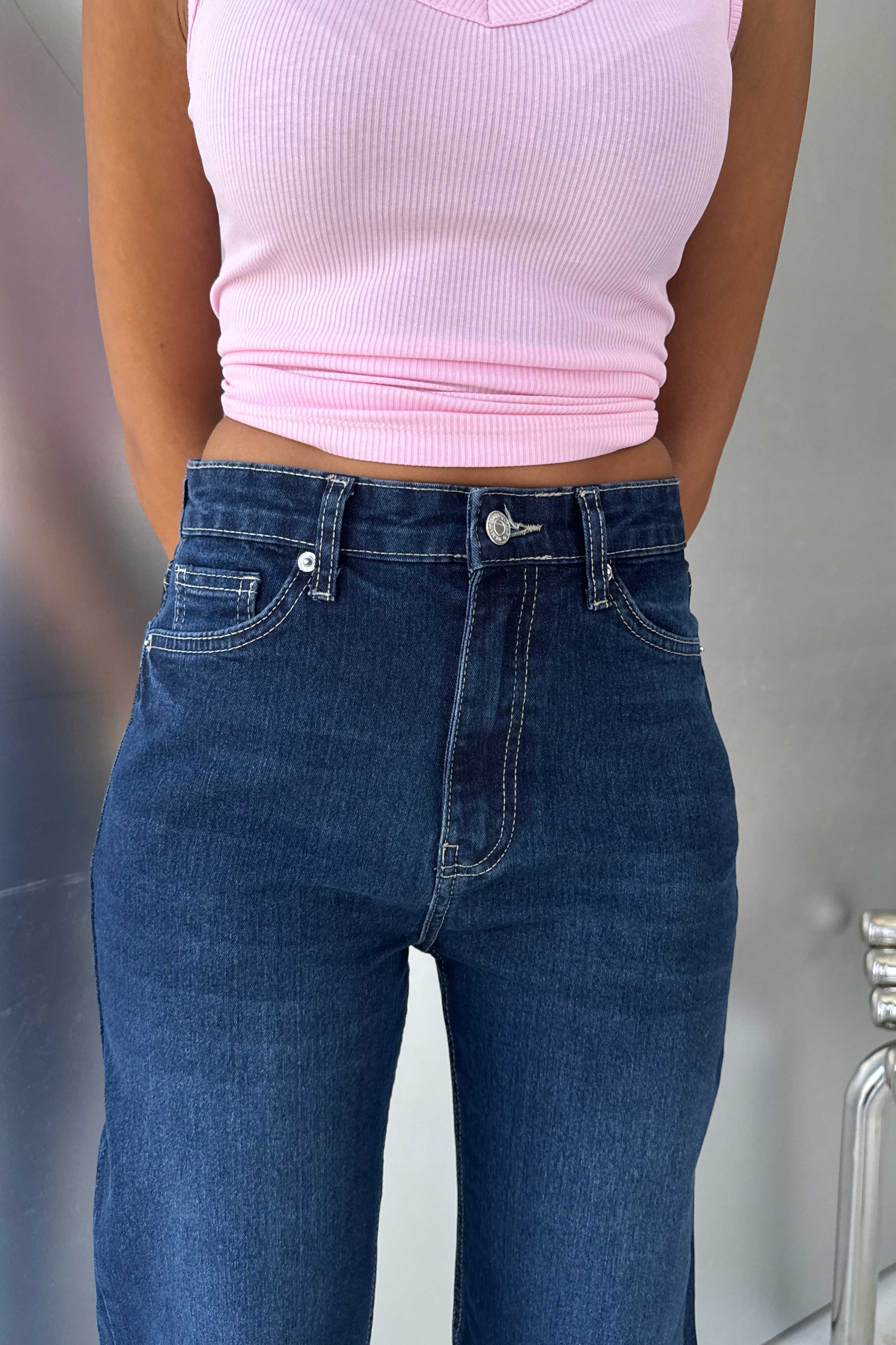 Straight High waist Deep wash Blue jeans Straight CIZARO - Cizaro Jeans