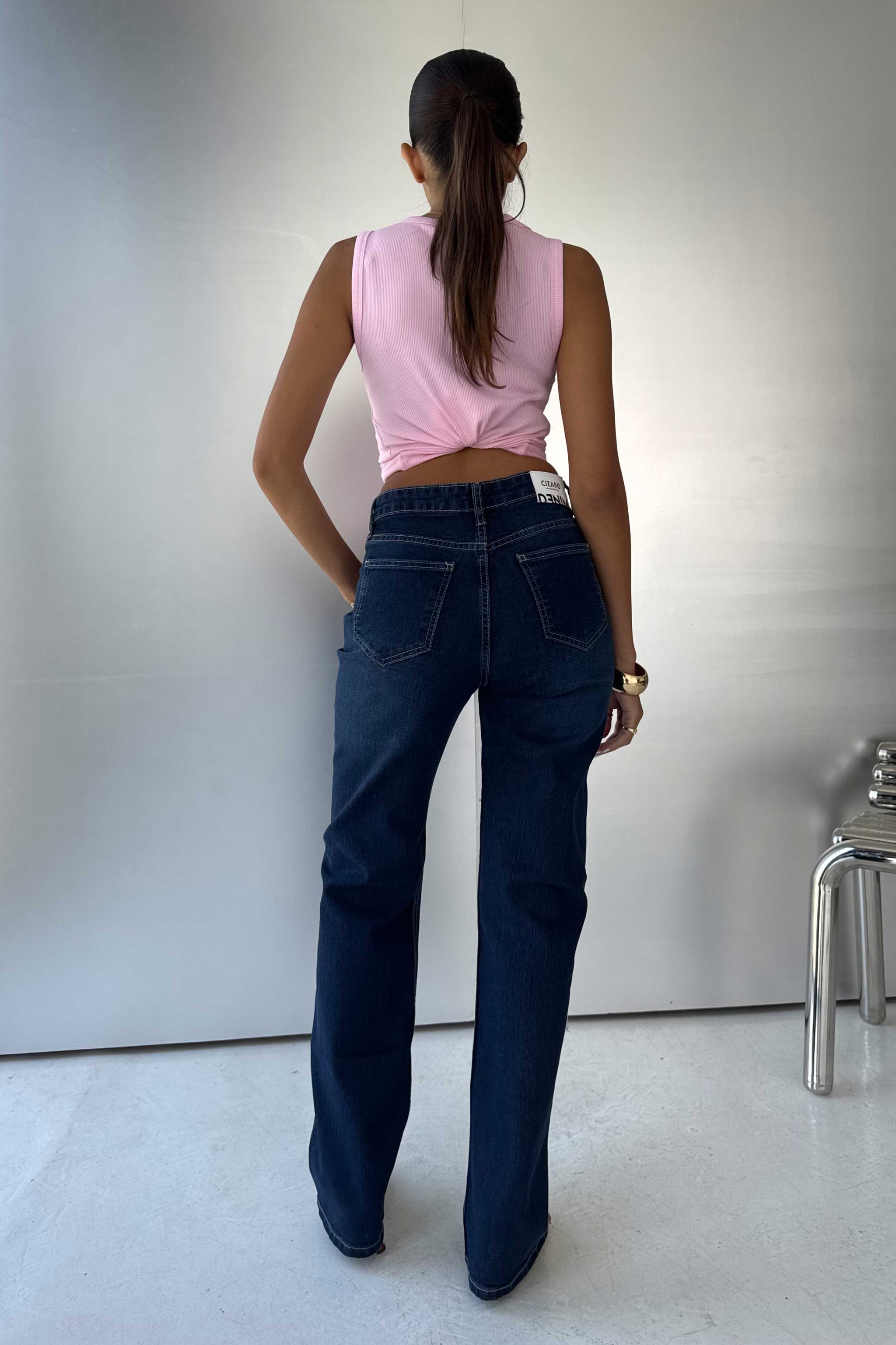 Straight High waist Deep wash Blue jeans Straight CIZARO - Cizaro Jeans