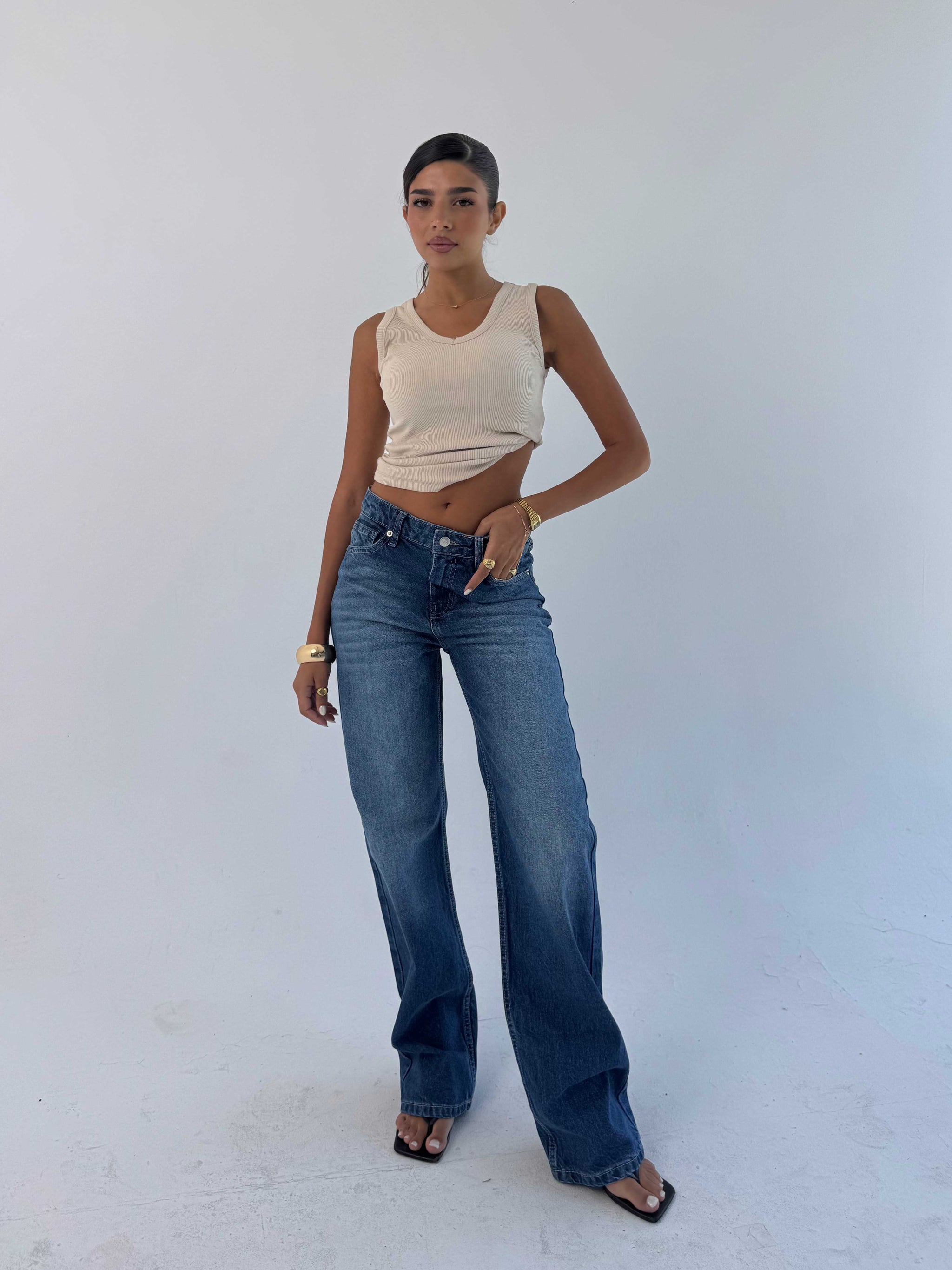 Straight High waist ocean blue jeans