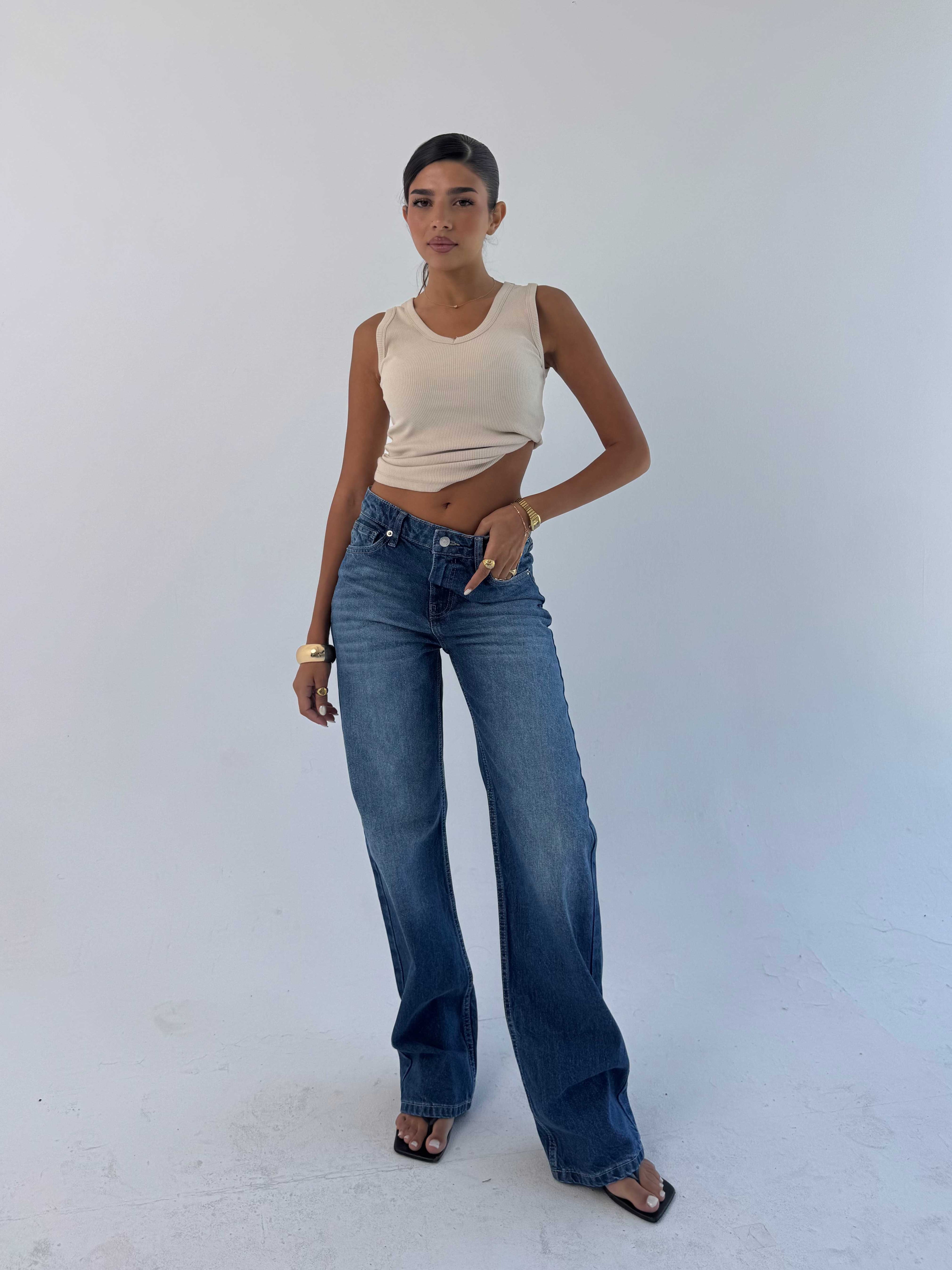 Straight High waist ocean blue jeans